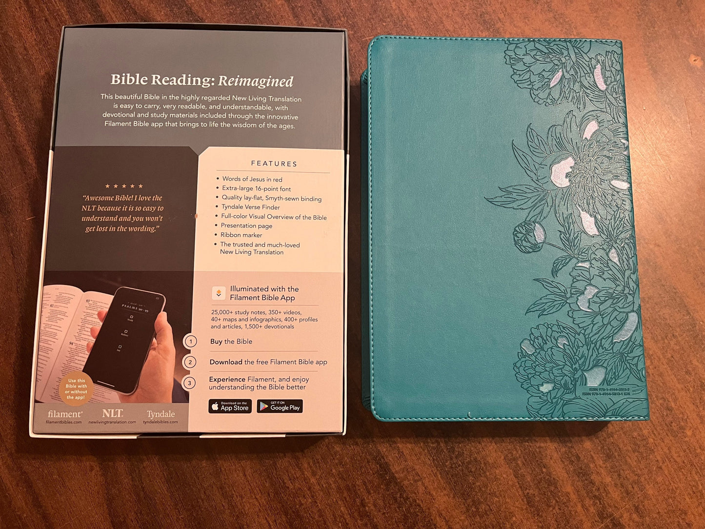 Personalized NLT Super Giant Print Bible - Teal LeatherLike, Custom Imprinted with name 9781496458117