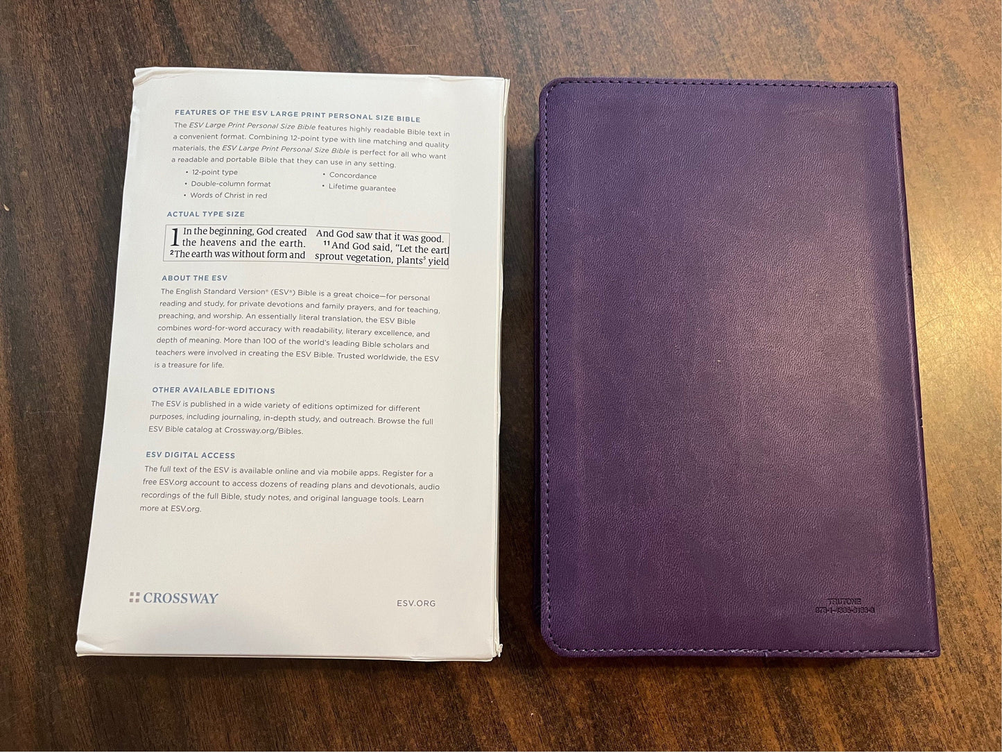 Personalized ESV Large Print Personal Size Bible - Lavender TruTone, Custom Imprinted with name, 16spaces ISBN 9781433581663