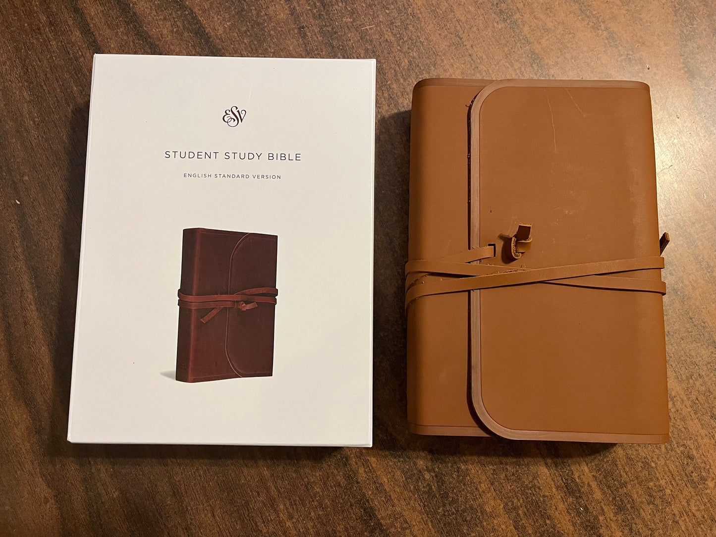 Personalized ESV Student Study Bible - Brown Natural Genuine Leather with Flap, Custom Imprinted with name 9781433588549, 20spaces