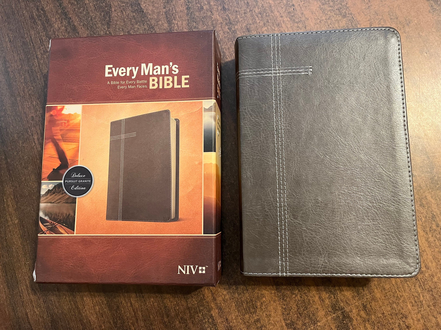 Personalized NIV Every Mans Devotional Bible - Granite LeatherLike - Custom Imprinted, name engraved bible 9781496466303
