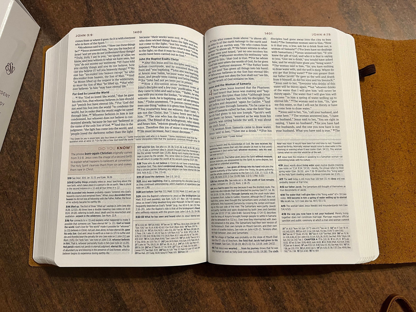 Personalized ESV Student Study Bible - Brown Natural Genuine Leather with Flap, Custom Imprinted with name 9781433588549, 20spaces