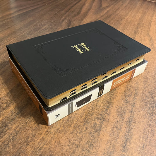 Personalized Bible KJV Large Print Center Column Reference Bible Thumb Indexed - Black LeatherSoft Cover - Custom Imprinted with name 9780785296294