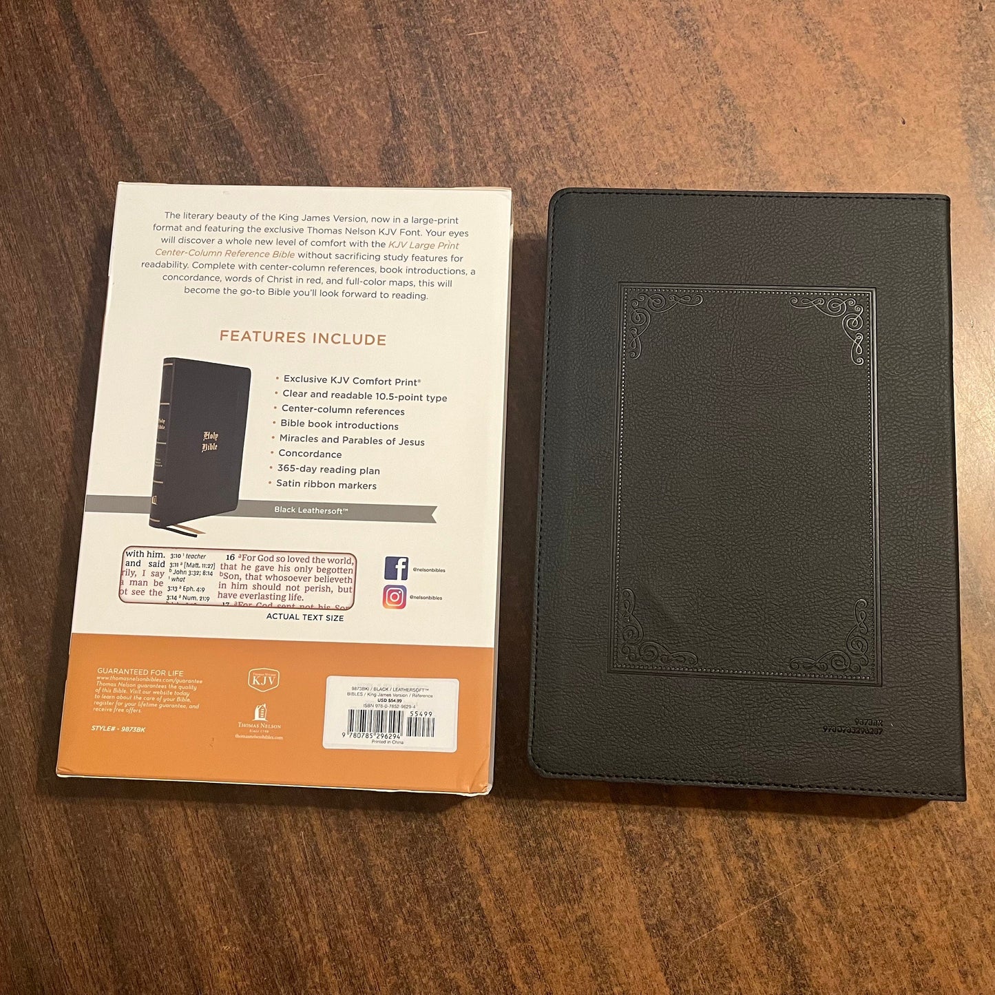 Personalized Bible KJV Large Print Center Column Reference Bible Thumb Indexed - Black LeatherSoft Cover - Custom Imprinted with name 9780785296294