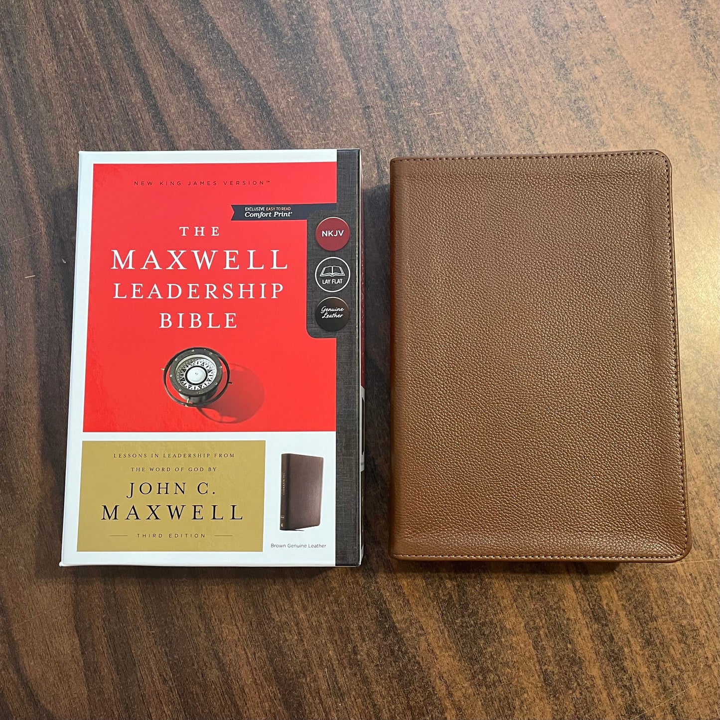 Personalized NKJV Maxwell Leadership Study Bible - Brown Genuine Leather - Custom Imprinted with name 9780785218654