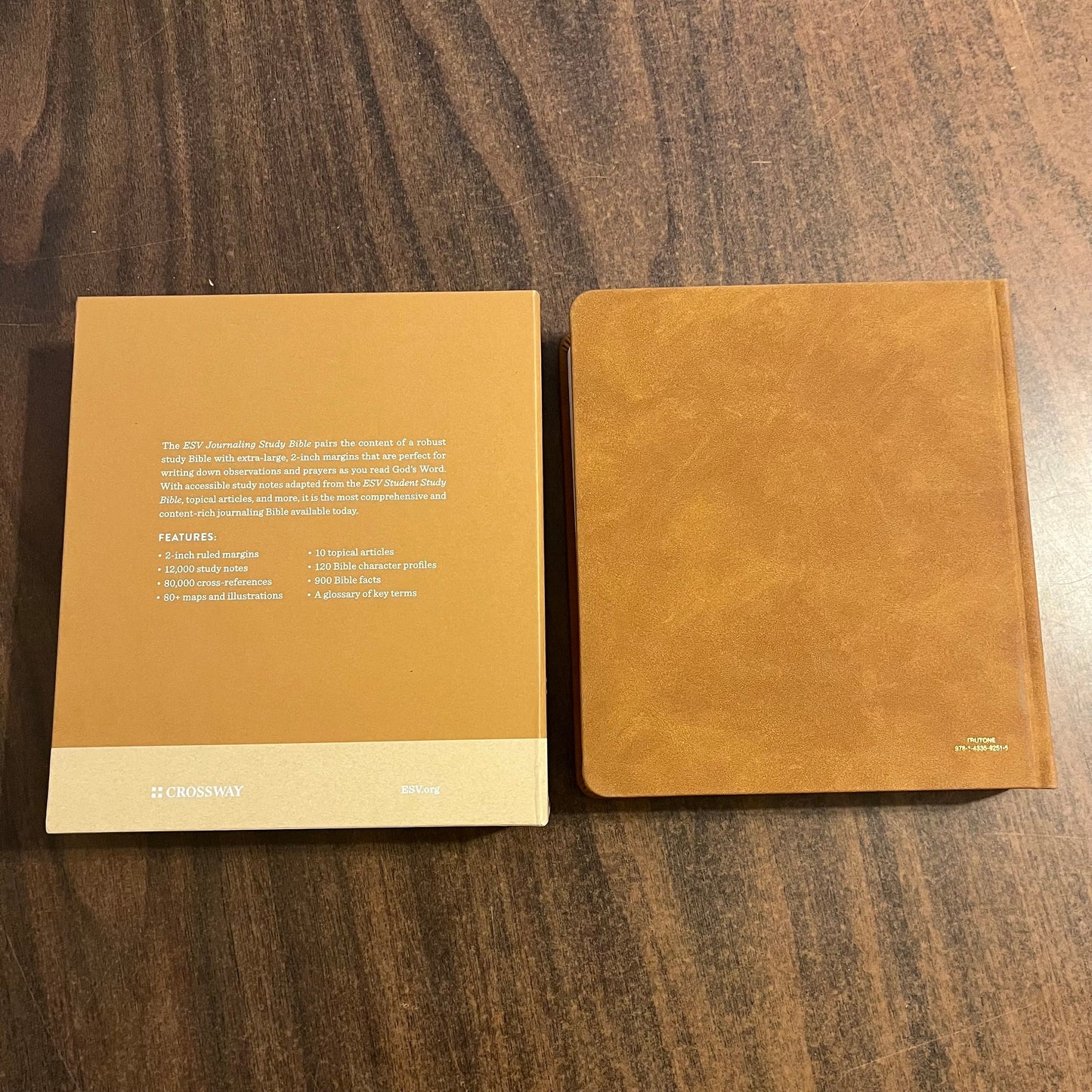 Personalized ESV Journaling Study Bible - Nubuck Caramel Brown Trutone over Board, Custom Imprinted with a name 9781433592515