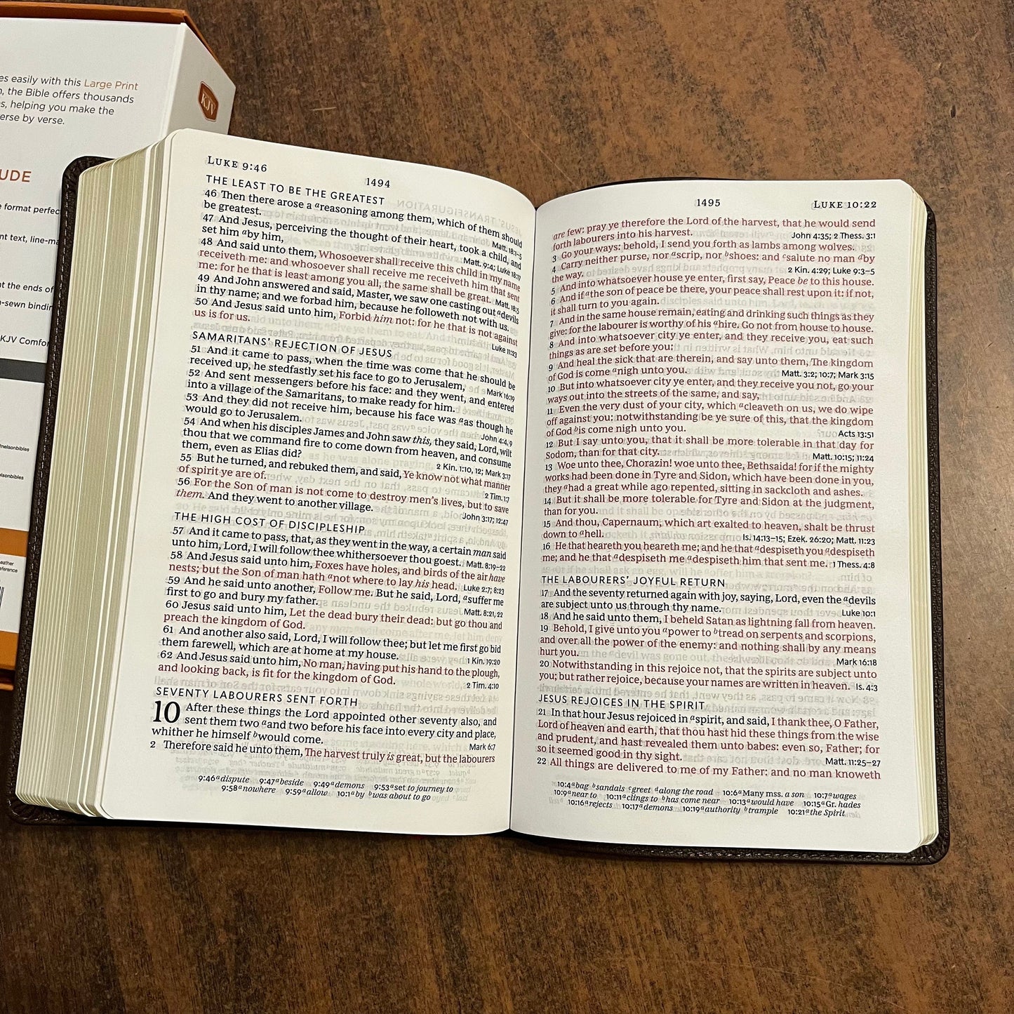 Personalized KJV Large Print Single Column Reference Bible - Brown Genuine Leather, Custom Imprinted with name 9780785291152