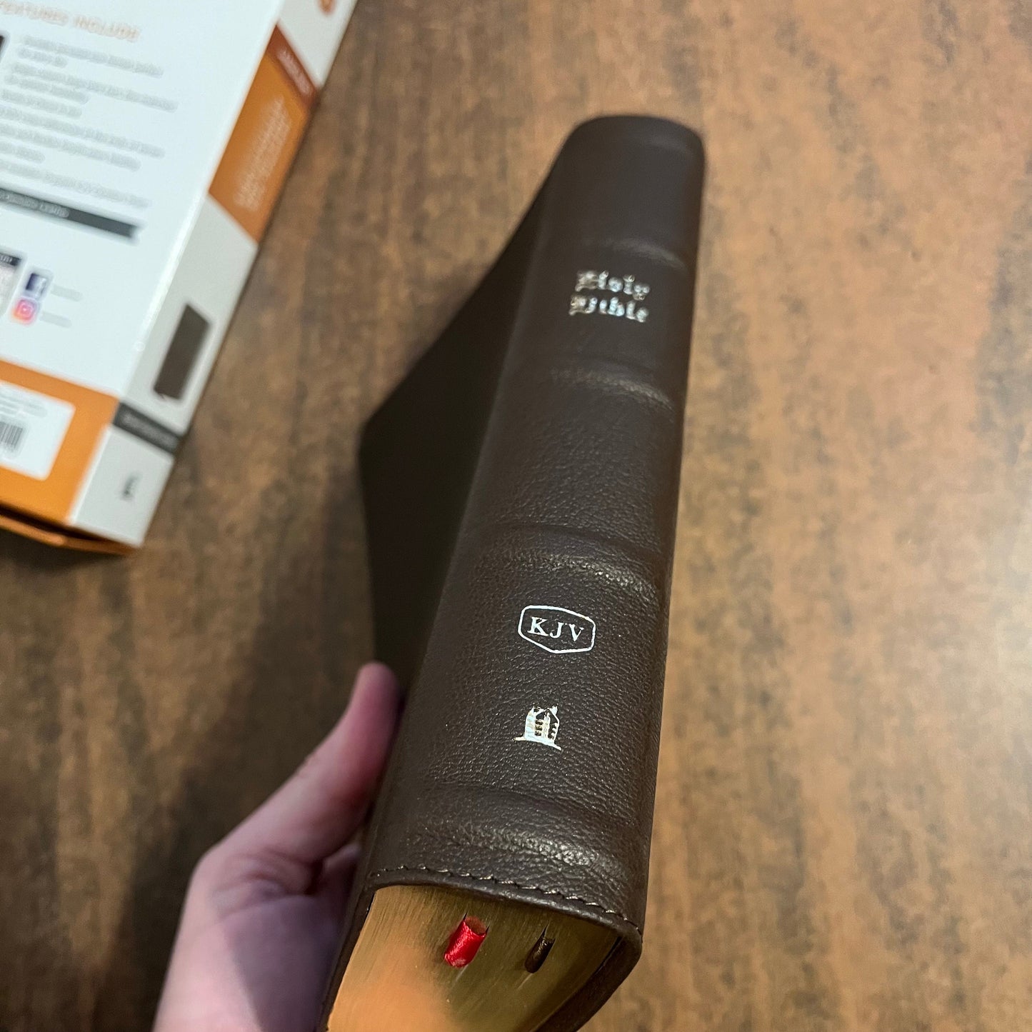 Personalized KJV Large Print Single Column Reference Bible - Brown Genuine Leather, Custom Imprinted with name 9780785291152