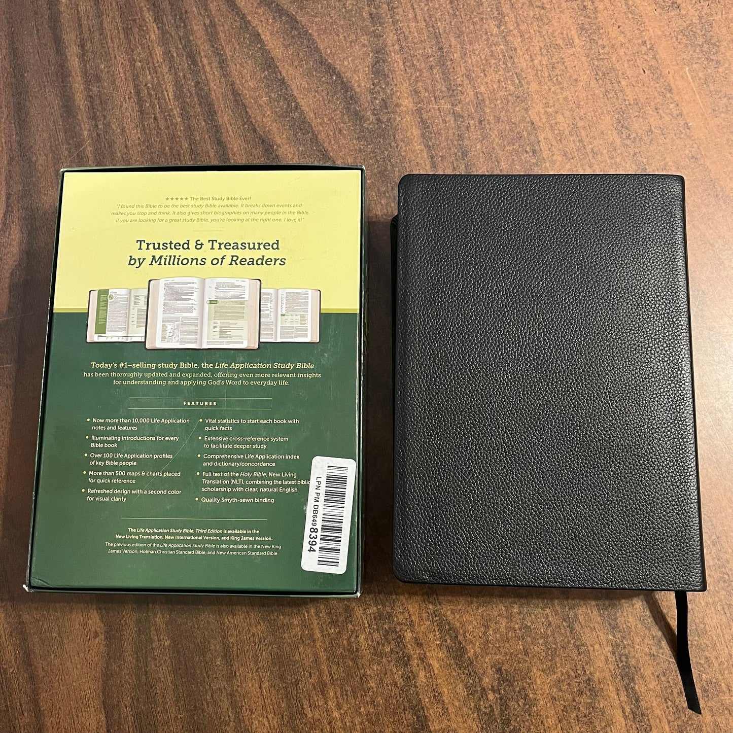 Personalized NLT Life Application Study Bible - Black Genuine Leather - Custom Imprinted with a name 9781496455222