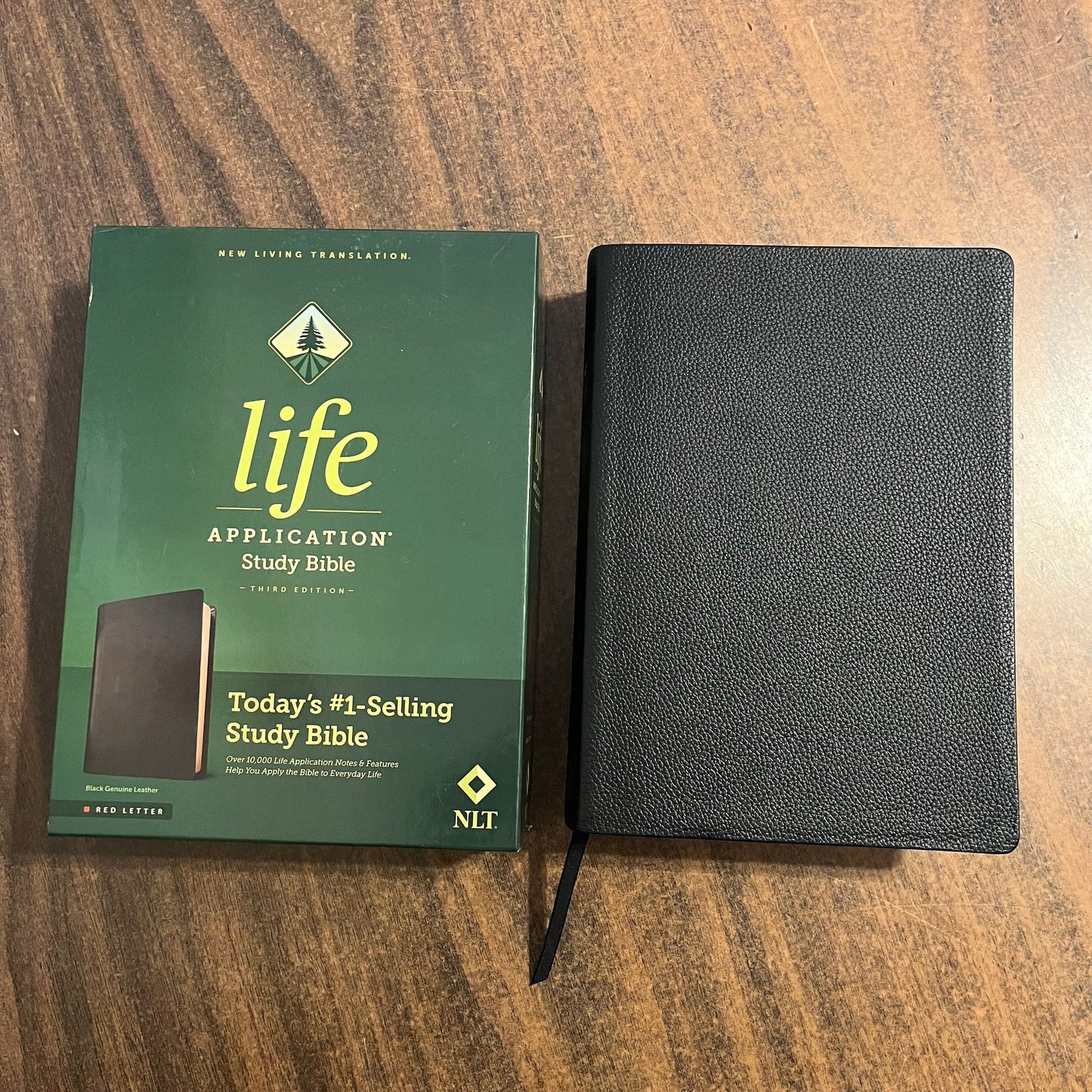 Personalized NLT Life Application Study Bible - Black Genuine Leather - Custom Imprinted with a name 9781496455222