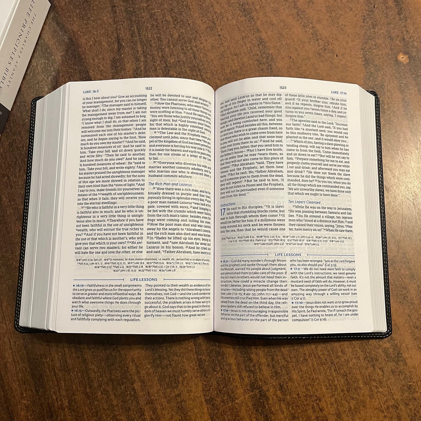Personalized NASB Charles Stanley Life Principles Study Bible - Black LeatherTouch Custom Imprinted with name NASB 1995
