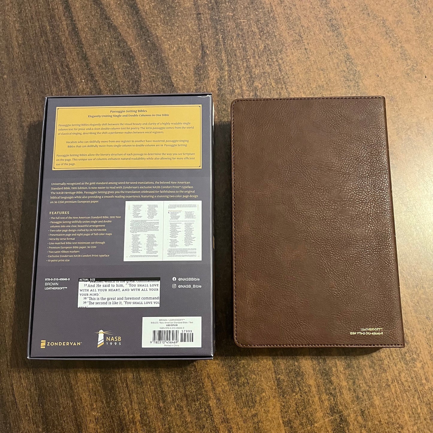 Personalized NASB Heritage Bible - Brown LeatherSoft, Passaggio Setting, 1995 NASB Text, Single and Double Column, NASB Large Print Bible 9780310456469