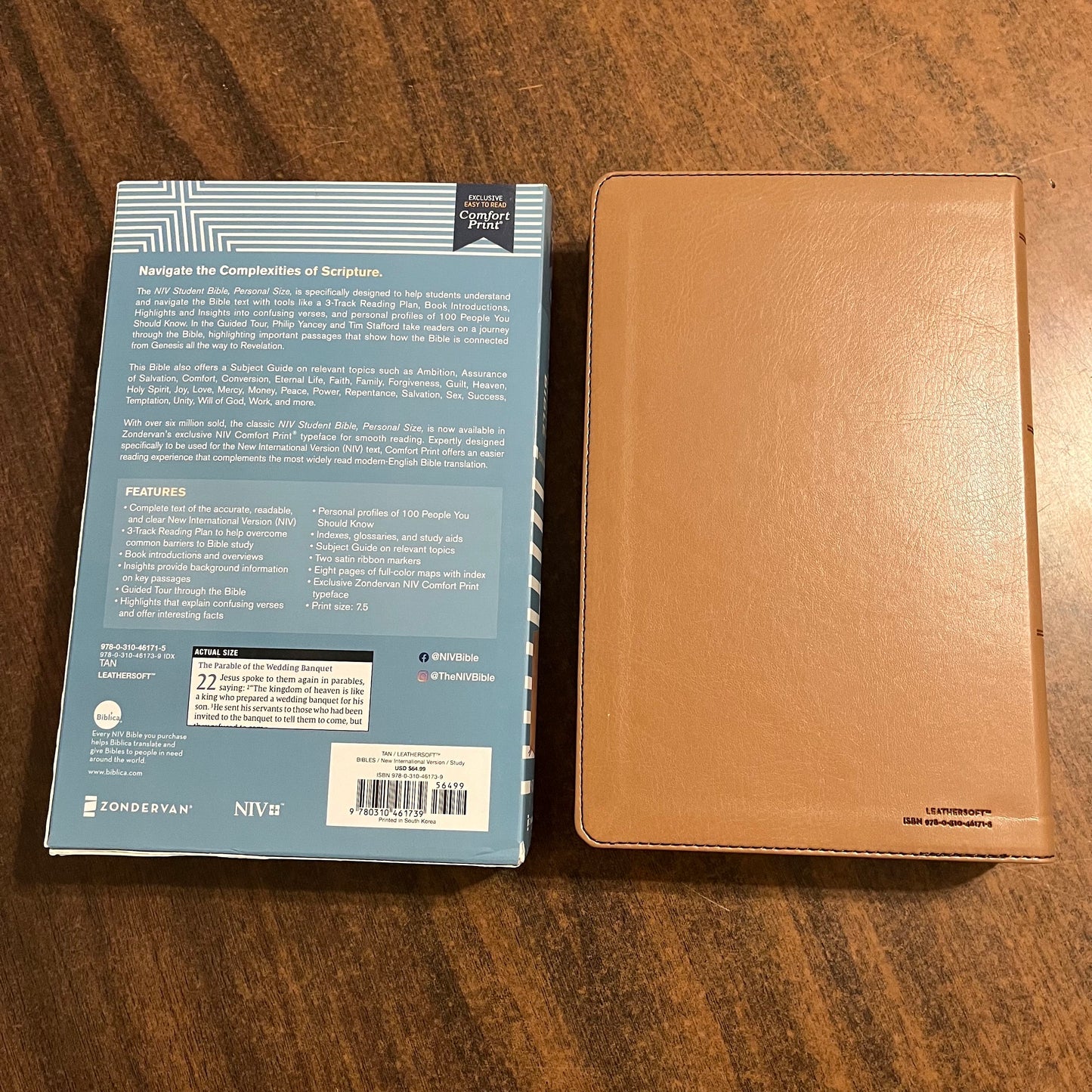 Personalized NIV Student Bible Thumb Indexed Personal Size - Teen Study Bible - Tan LeatherSoft - Custom Imprinted, name printed 9780310461739