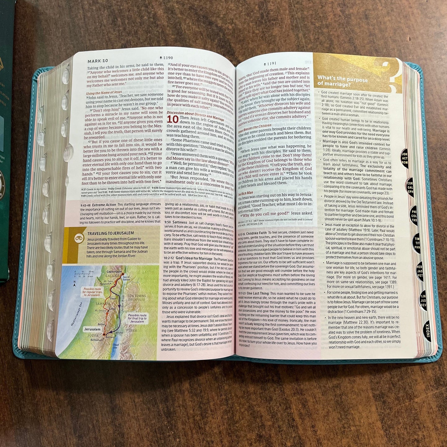 Personalized NLT Student Life Application Study Bible Thumb Indexed, Teal Blue LeatherLike, ISBN 9781496449627