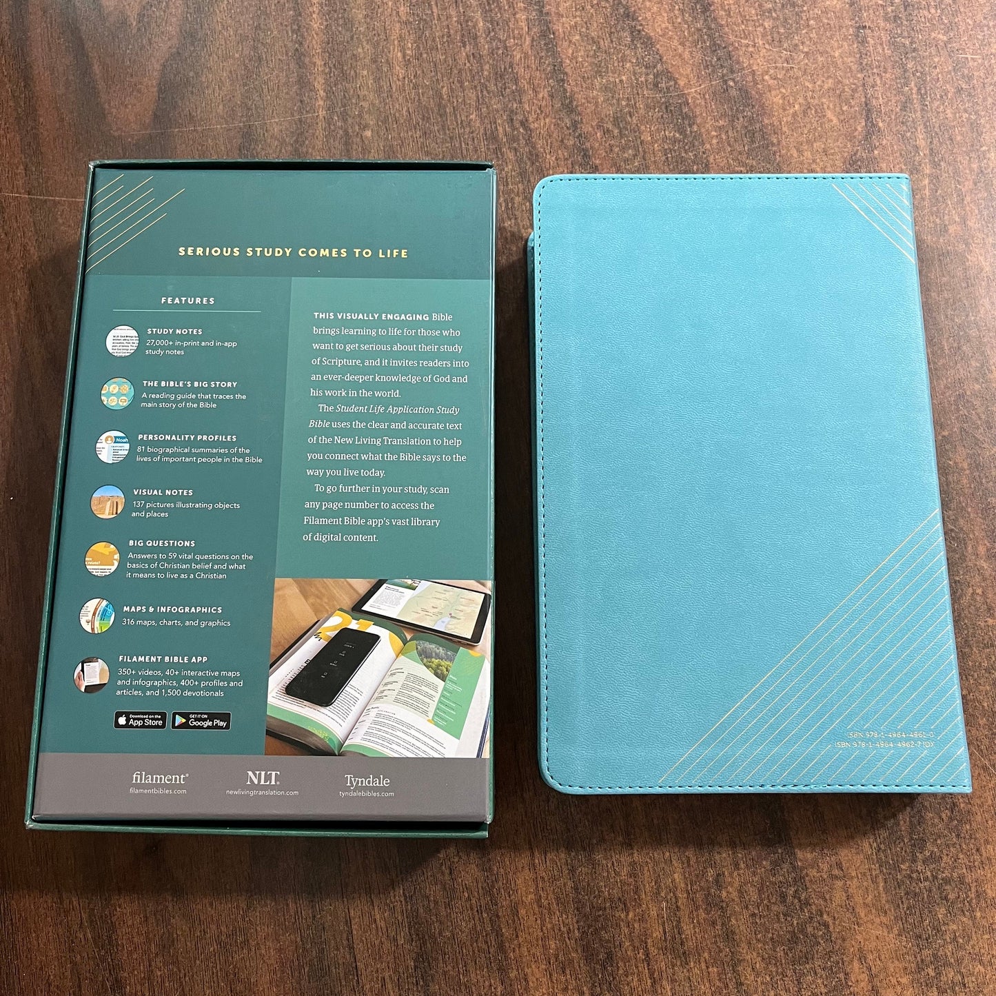 Personalized NLT Student Life Application Study Bible Thumb Indexed, Teal Blue LeatherLike, ISBN 9781496449627