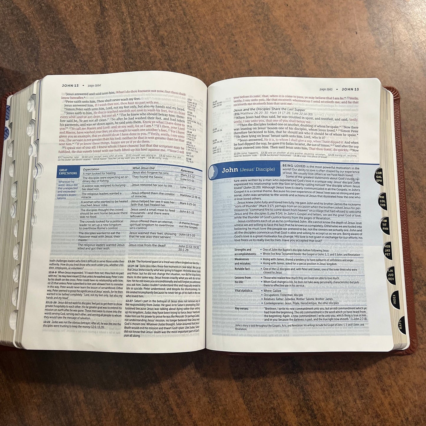 Personalized KJV Life Application Study Bible Thumb Indexed - Brown Genuine Leather - Custom Imprinted with name engraved 9781496477354