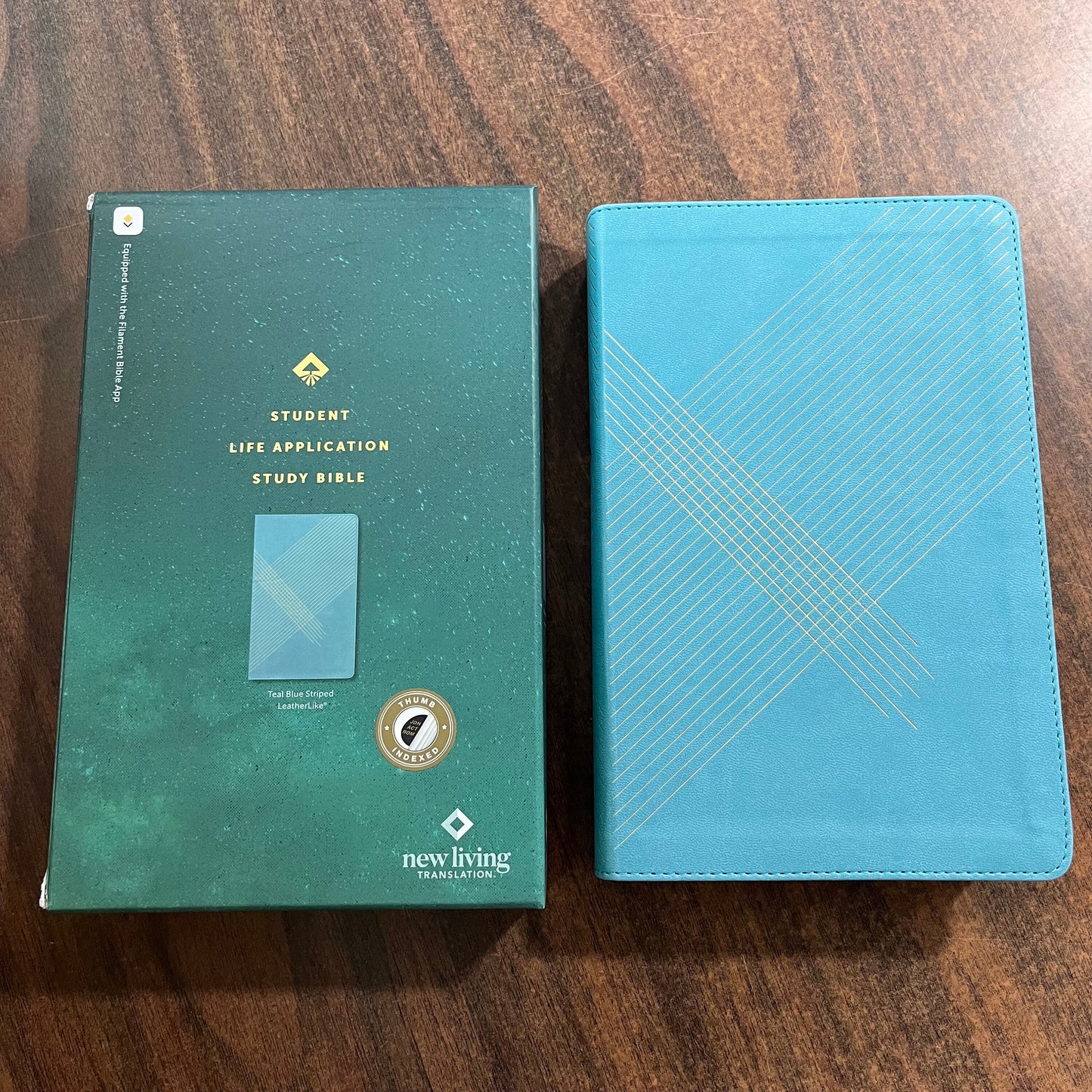 Personalized NLT Student Life Application Study Bible Thumb Indexed, Teal Blue LeatherLike, ISBN 9781496449627