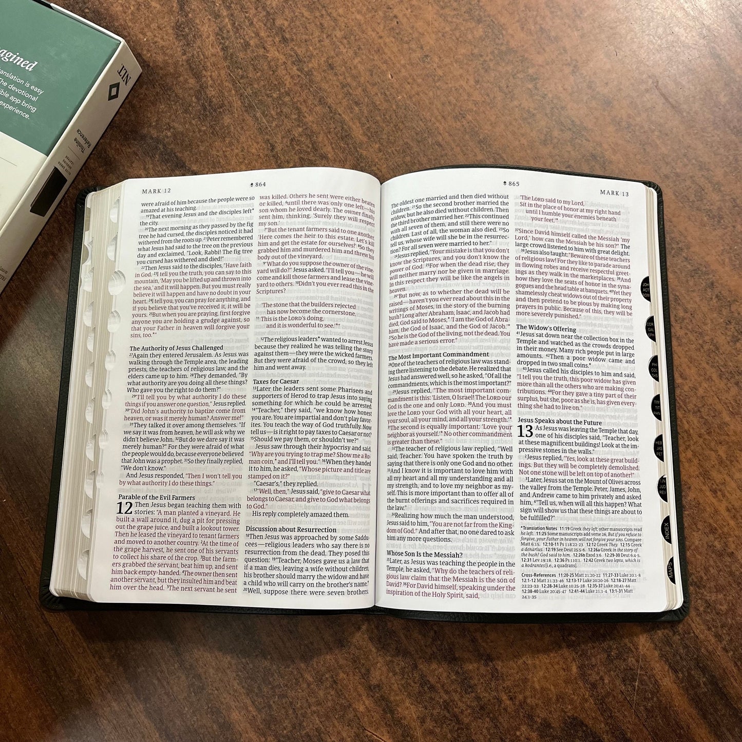 Personalized NLT Large Print Thinline Reference Bible Thumb Indexed - Olive Green Genuine Leather, Custom Imprinted with Name 9781496474186