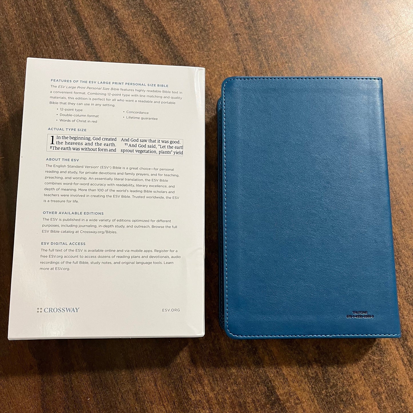 Personalized ESV Large Print Personal Size Bible - Deep Teal TruTone, Custom Imprinted with name, ISBN 9781433593093