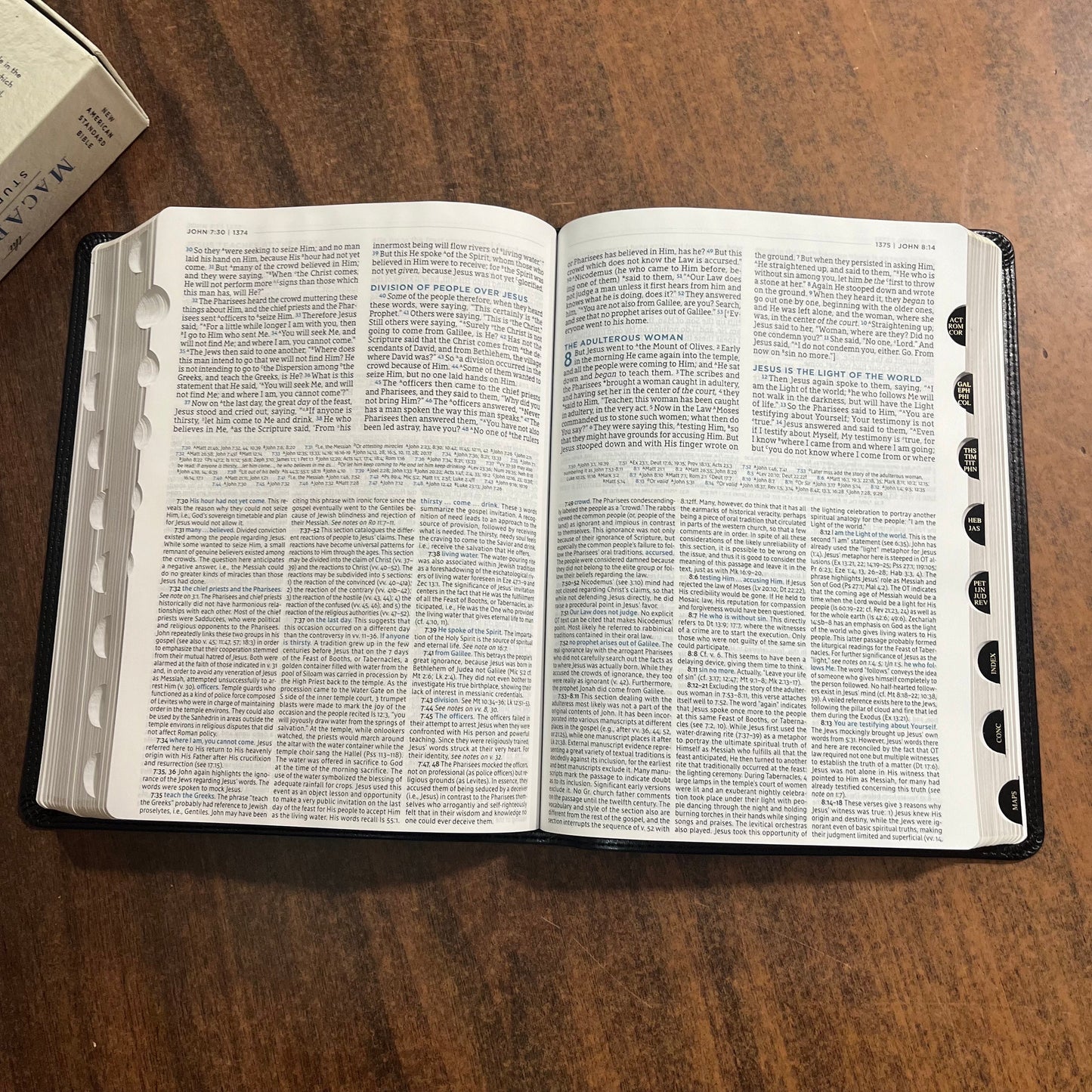 Personalized NASB MacArthur Study Bible Thumb Indexed, Black LeatherSoft, ISBN 9780785230342, NASB 1995