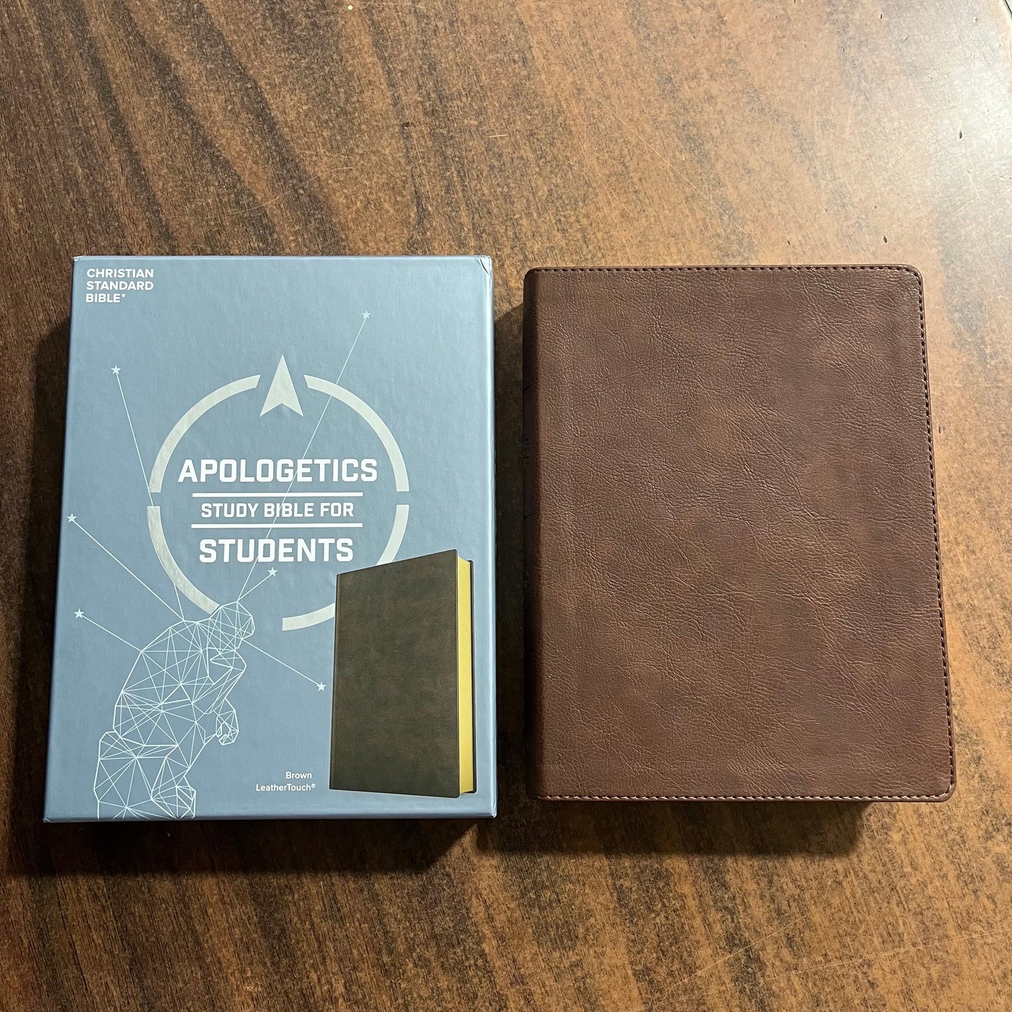 Personalized CSB Apologetics Study Bible for Students - Brown LeatherTouch - Custom Imprinted with name, ISBN 9781087757964