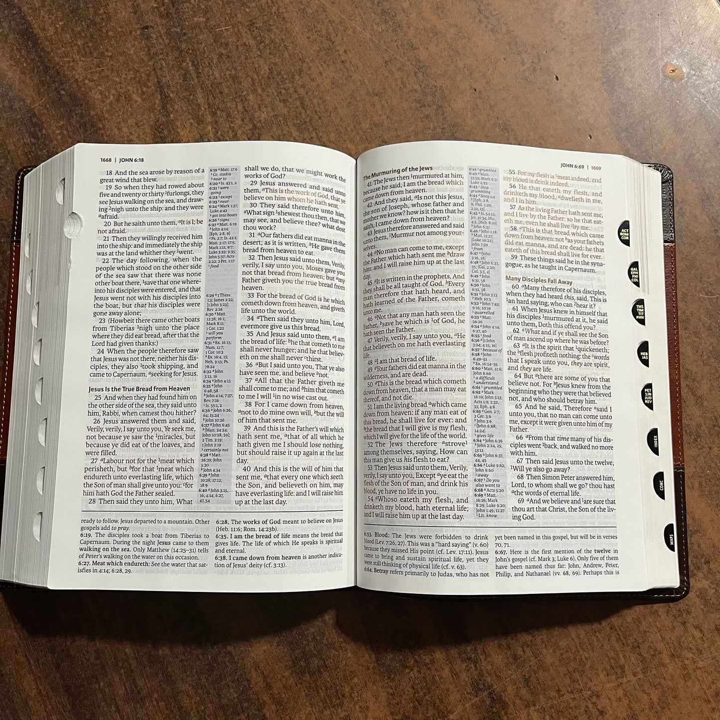 Personalized KJV Study Bible Thumb Indexed - Brown LeatherSoft - Custom Imprinted with a name - Large 10 pt print 9780718079918