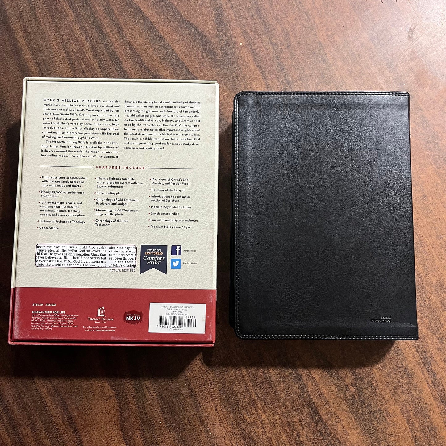 Personalized NKJV MacArthur Study Bible Thumb Indexed - Black LeatherSoft - Custom Imprinted with name, 9780785223320