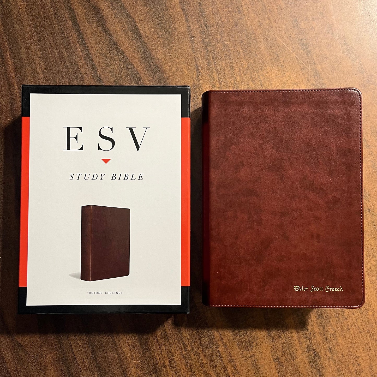 Personalized ESV Study Bible - Chestnut Brown Trutone - Custom Imprinted with a name engraved 9781433563553