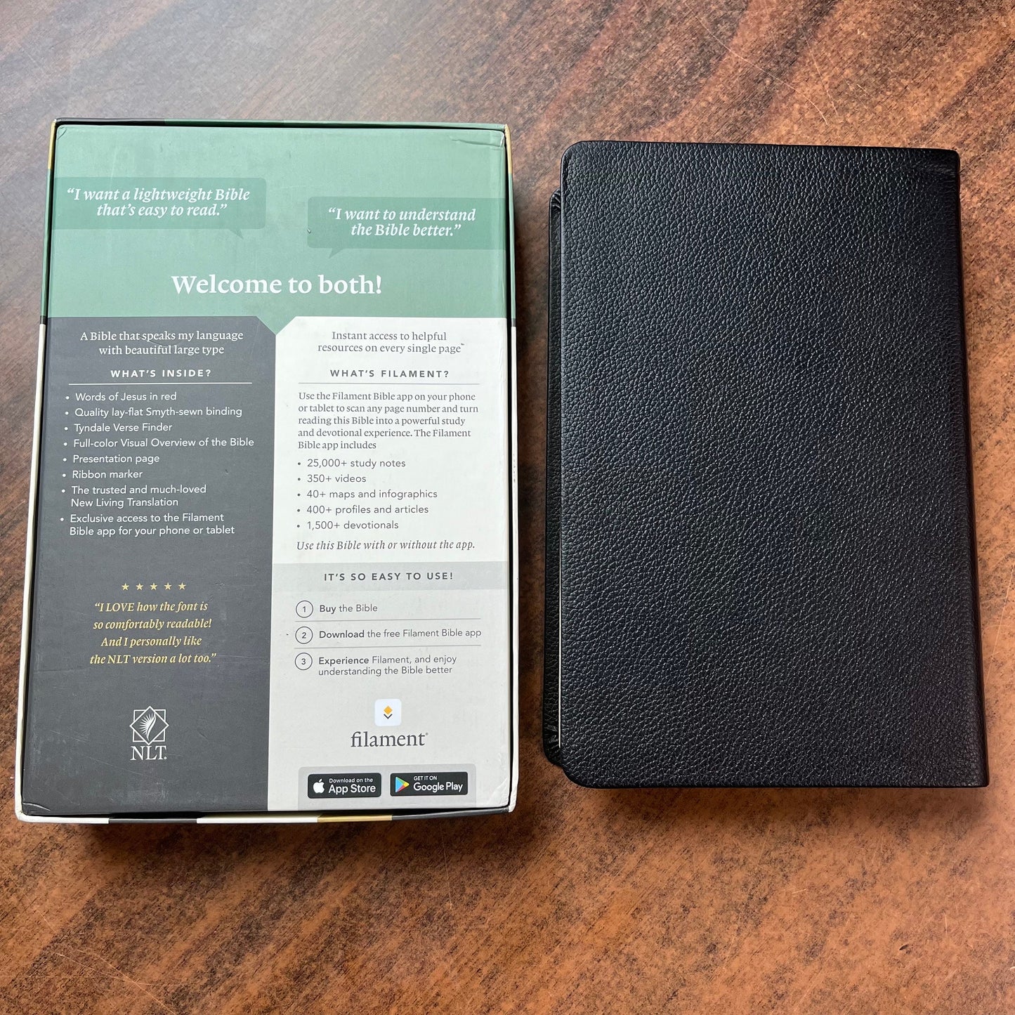 Personalized NLT Personal Size Giant Print Bible Thumb Indexed - Black Genuine Leather - Custom Imprinted with name engraved 9781496445308