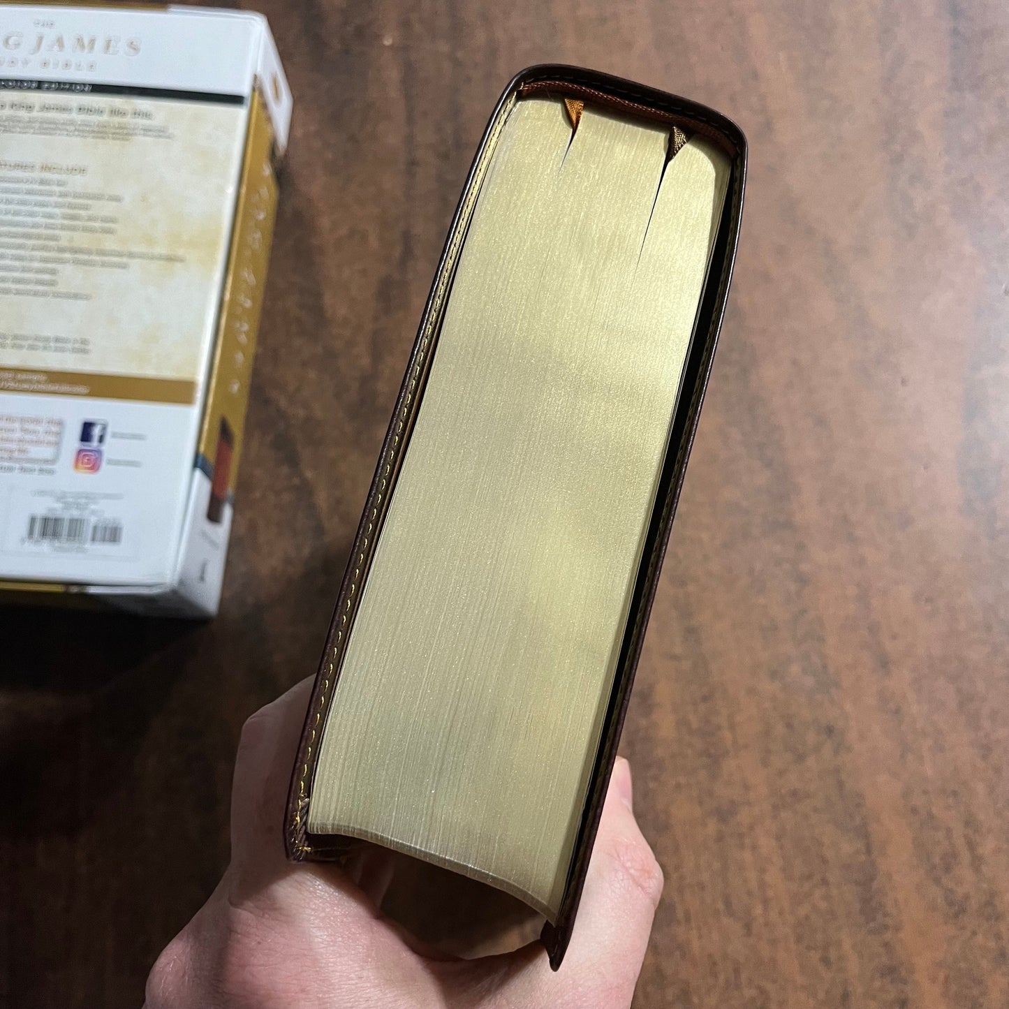 Personalized KJV Study Bible Thumb Indexed - Brown LeatherSoft - Custom Imprinted with a name - Large 10 pt print 9780718079918