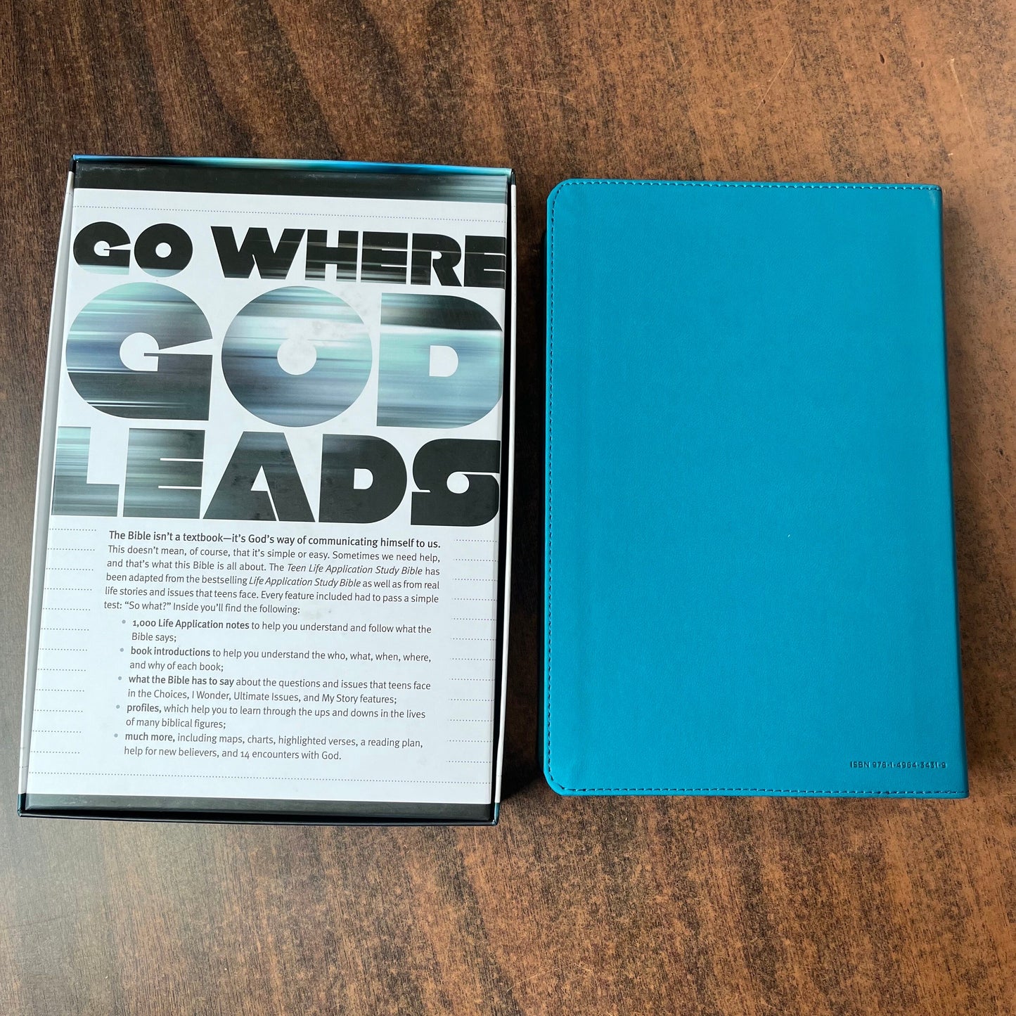 Personalized NLT Teen Life Application Study Bible , Teal LeatherLike, Custom Imprinted with name engraved ISBN 9781496434319, Custom Imprinted with a name