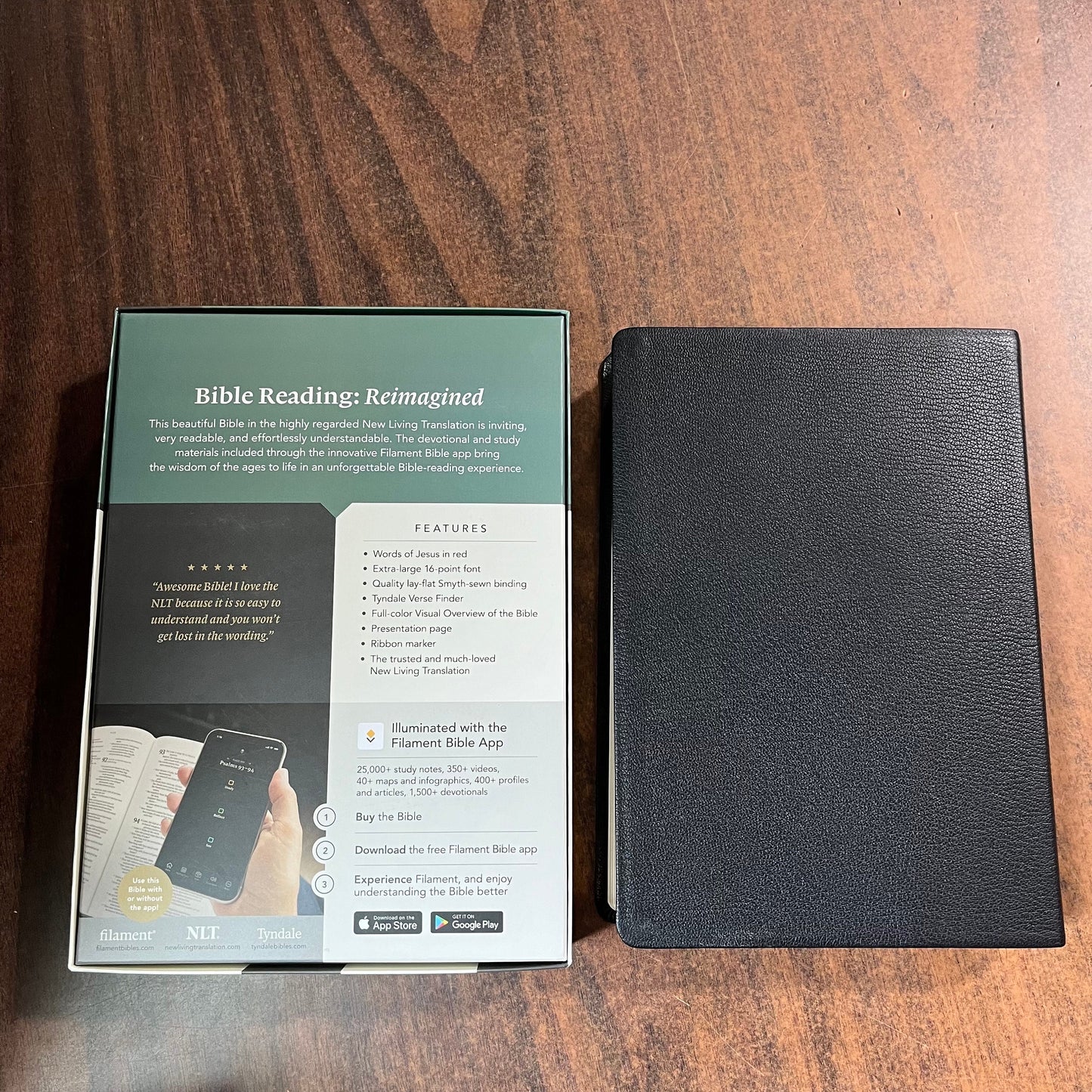 Personalized NLT Super Giant Print Bible Thumb Indexed - Black Genuine Leather - Custom Imprinted with name, ISBN 9781496474285