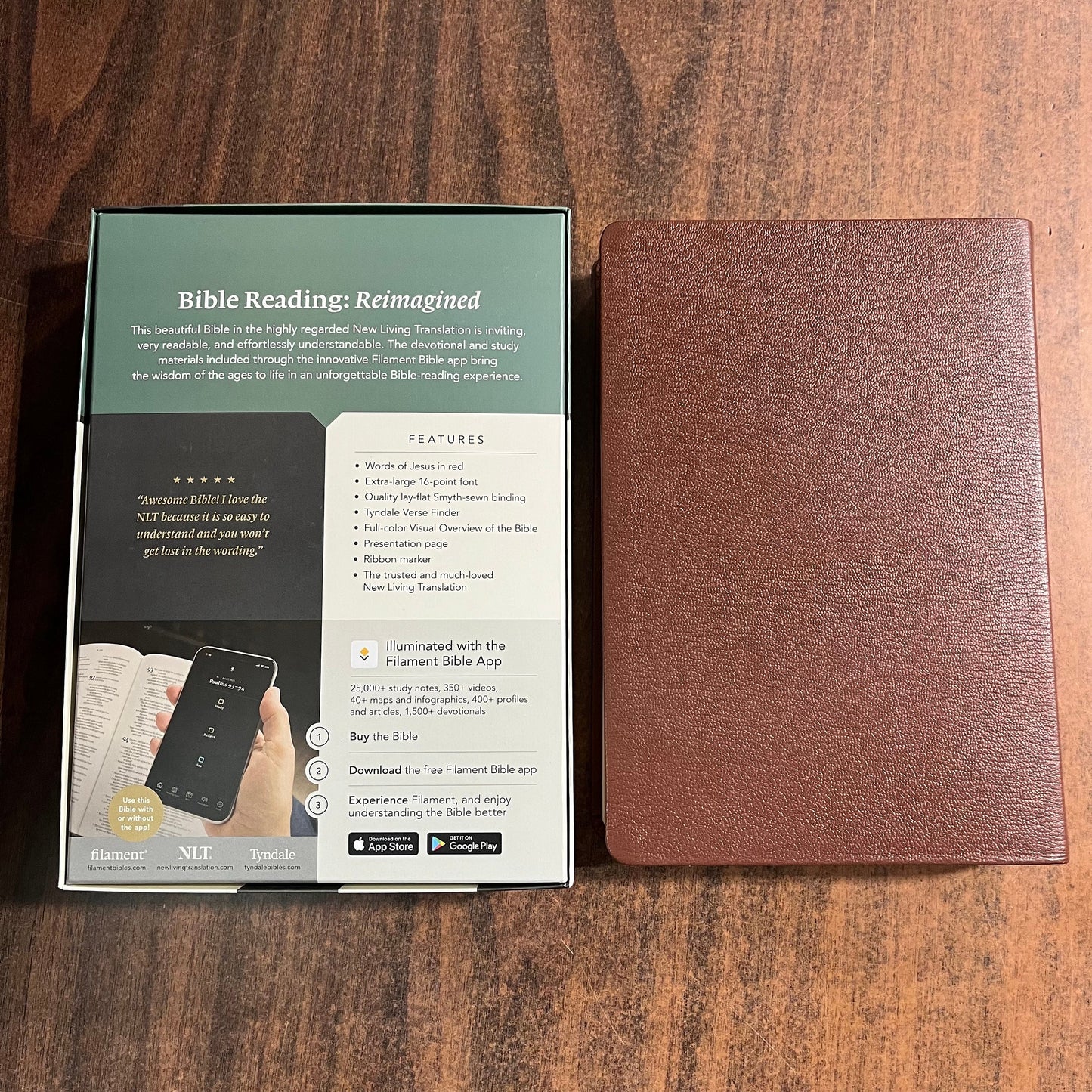 Personalized NLT Super Giant Print Bible - Brown Genuine Leather - Custom Imprinted with name, ISBN 9781496474292