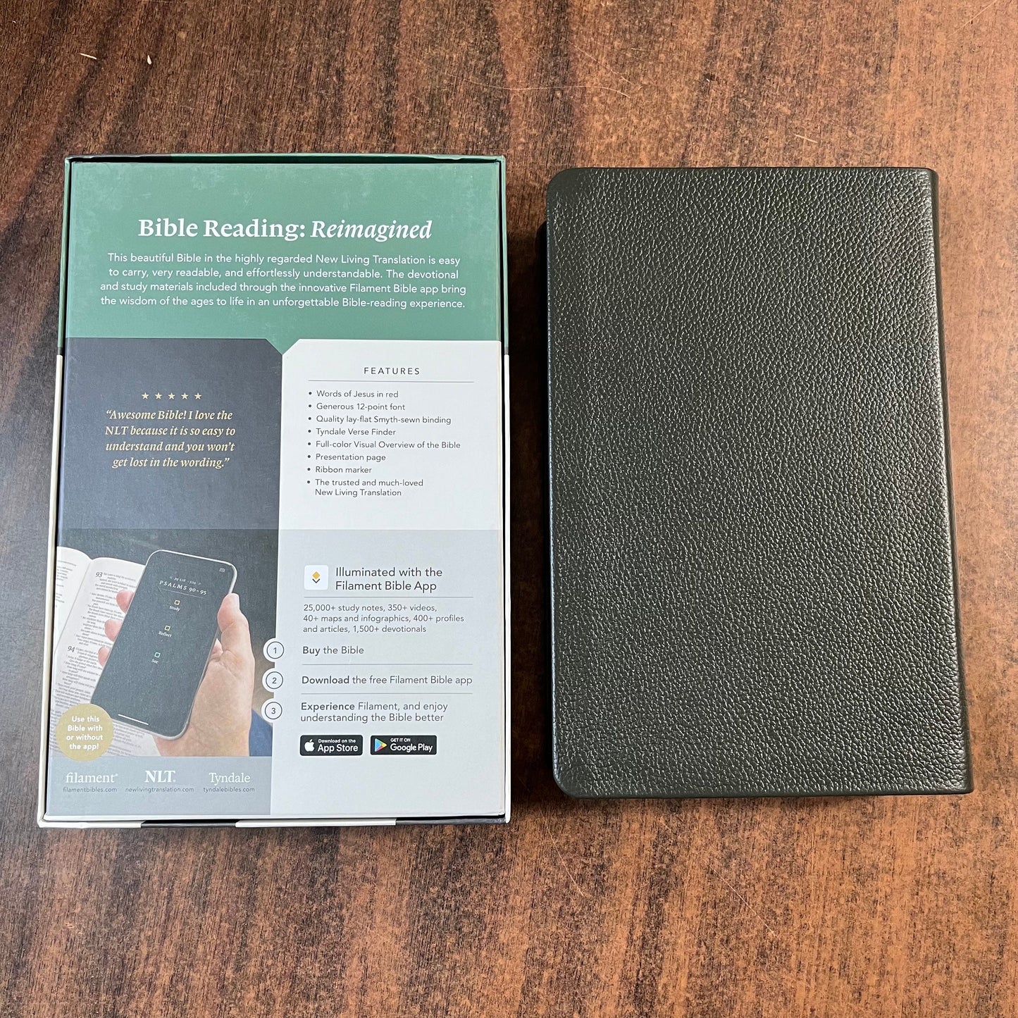 Personalized NLT Personal Size Giant Print Bible - Olive Green Genuine Leather - Custom Imprinted with name engraved, 9781496474230