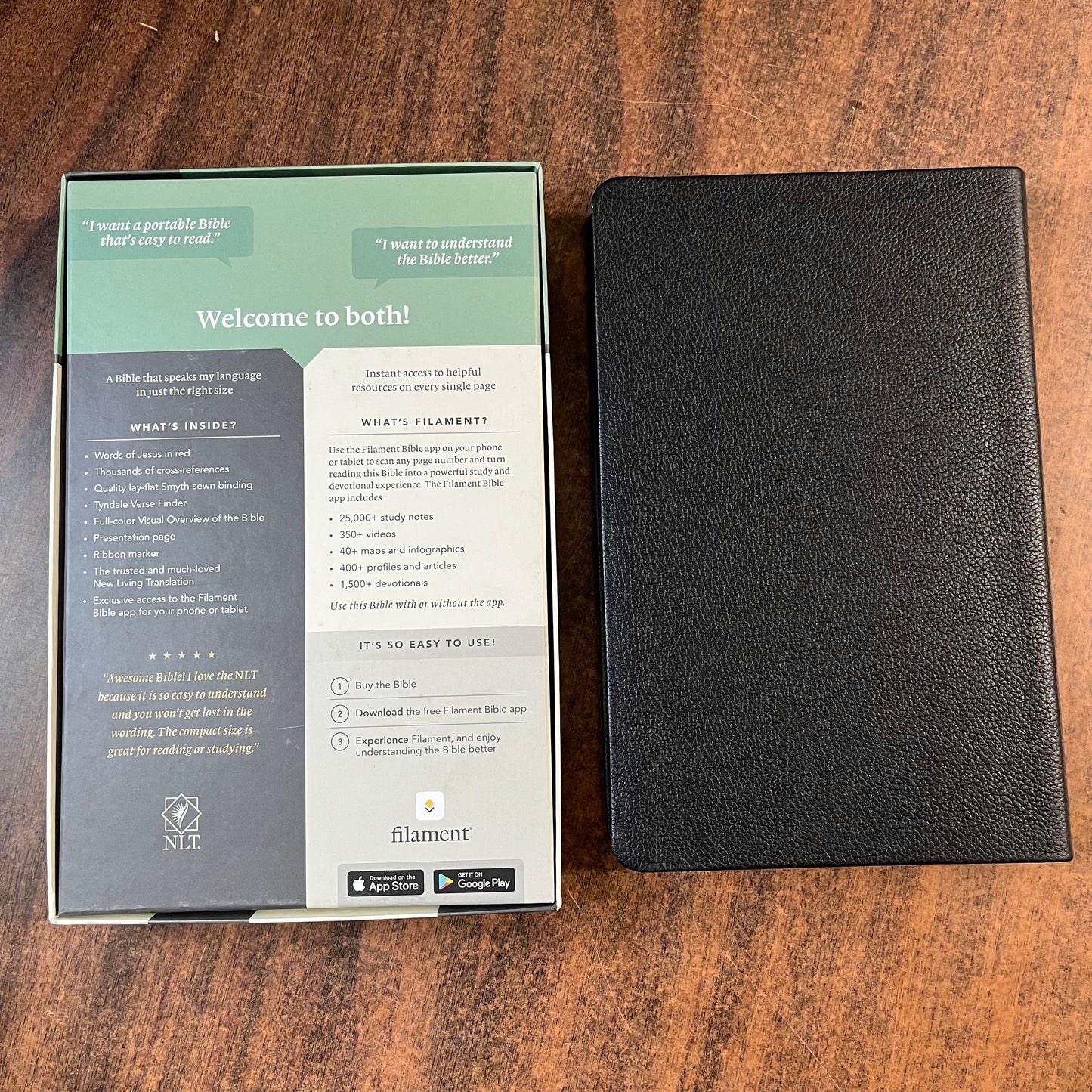 Personalized NLT Thinline Reference Bible - Black Genuine Leather - Custom Imprinted with name 9781496444868