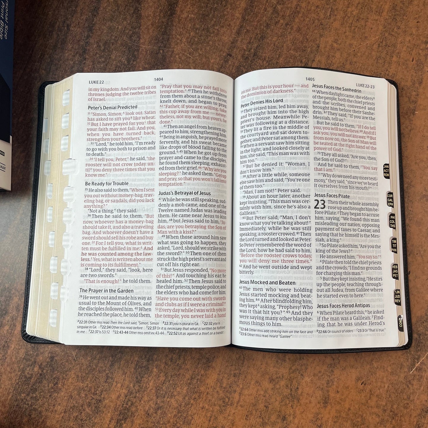 Personalized CSB Personal Size Giant Print Bible Thumb Indexed - Black Genuine Leather, Custom Imprinted with name (Large Print 12 pt font)