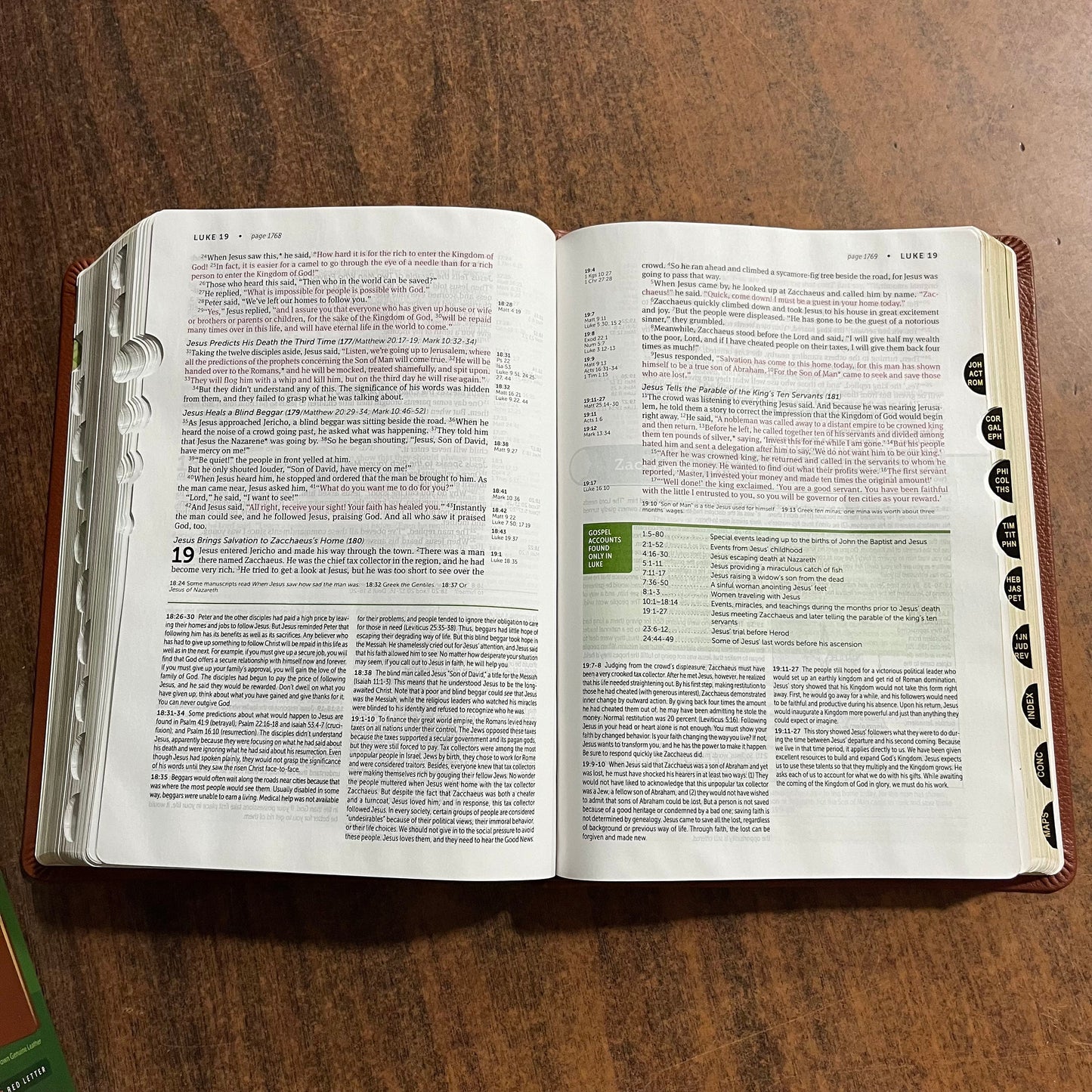 Personalized NLT Life Application Study Bible Thumb Indexed - Brown Genuine Leather - Custom Imprinted with a name ISBN 9781496479037