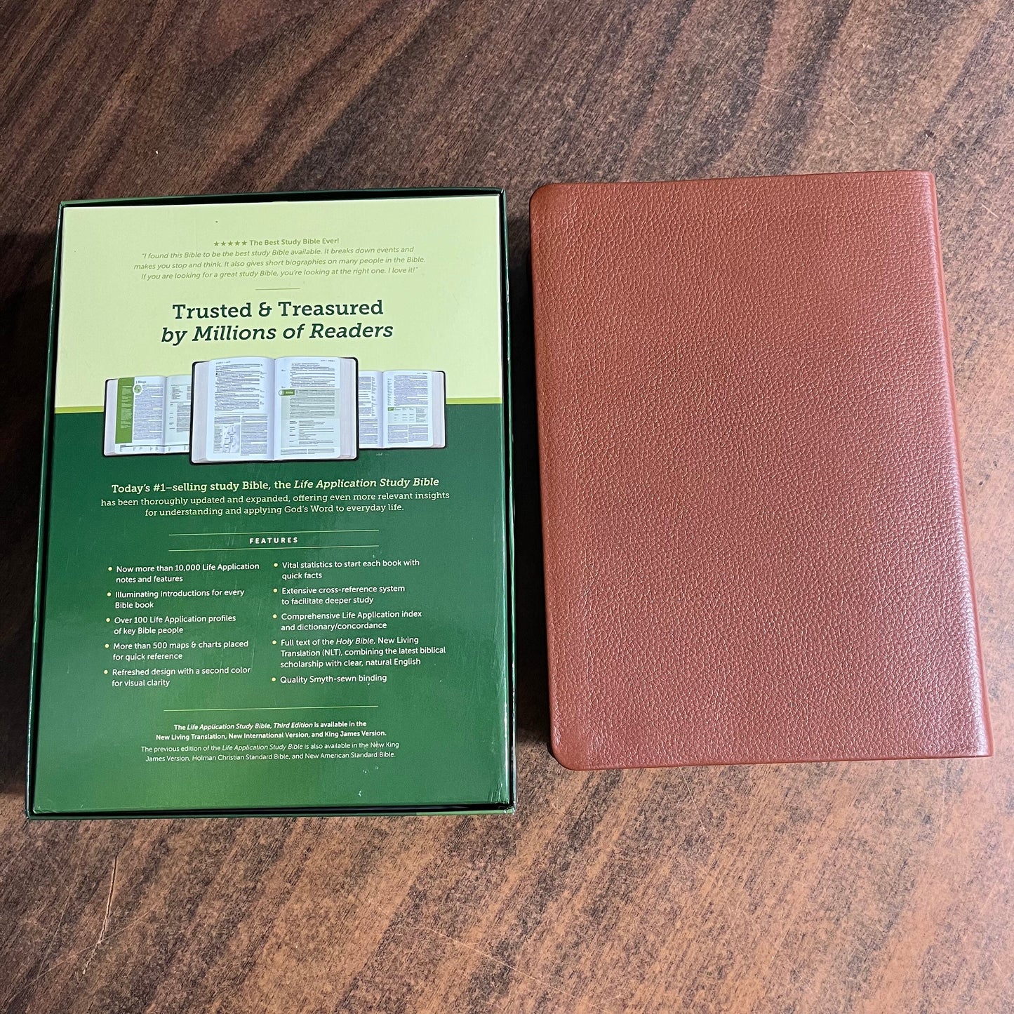 Personalized NLT Life Application Study Bible Thumb Indexed - Brown Genuine Leather - Custom Imprinted with a name ISBN 9781496479037