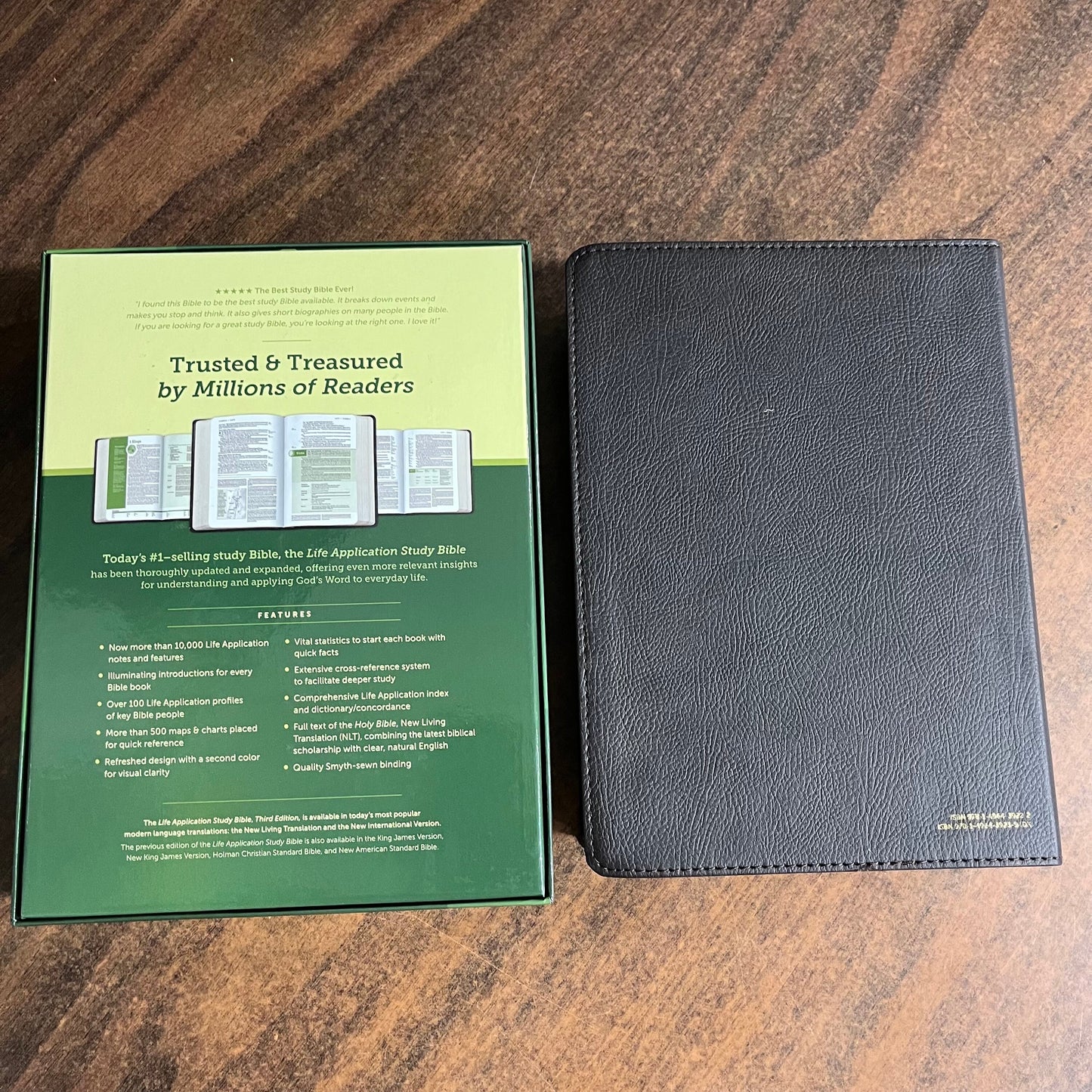 Personalized NLT Life Application Study Bible Thumb Indexed - Dark Brown / Brown LeatherLike - Custom Imprinted with name, book tabbed bible 978149643239