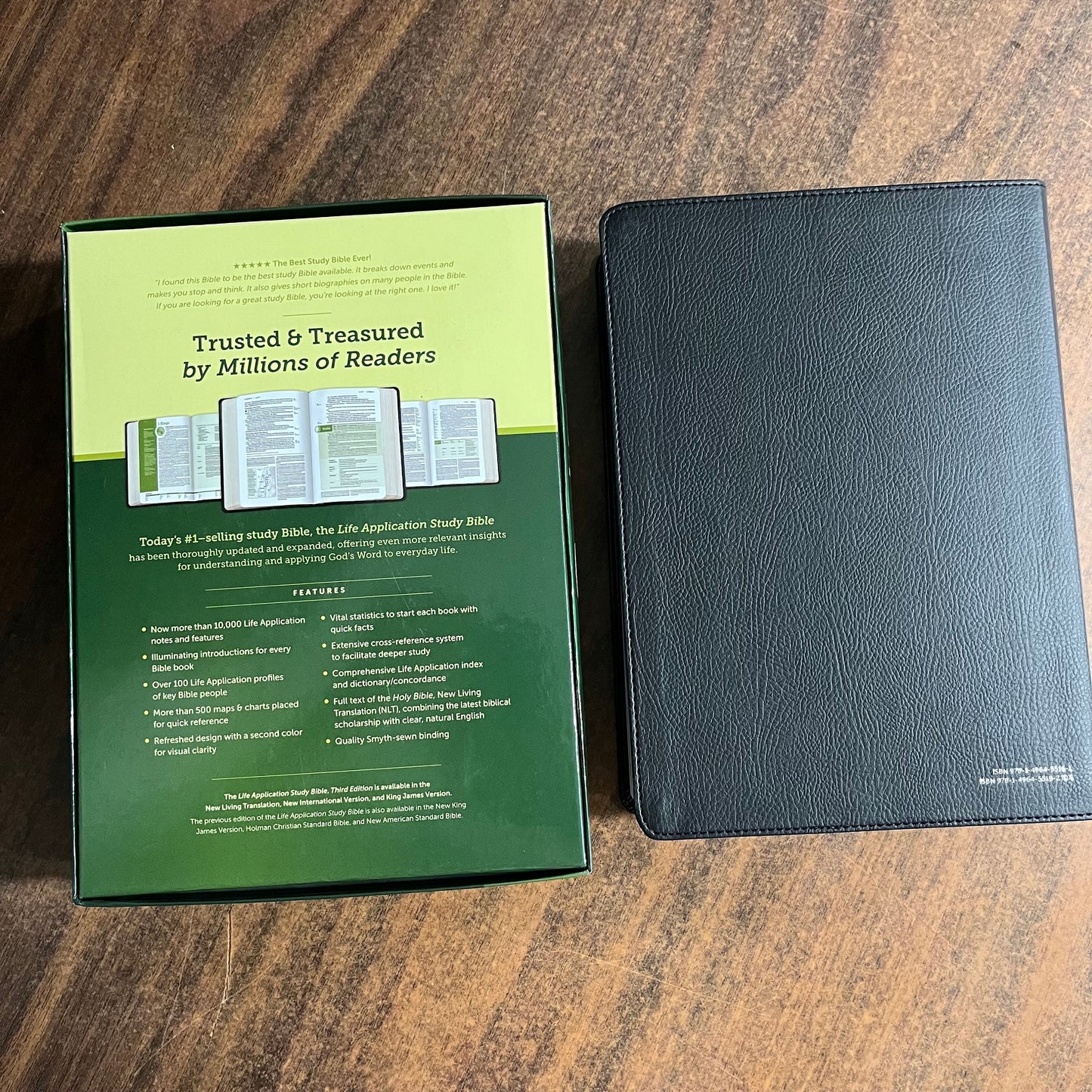 Personalized NLT Life Application Study Bible Thumb Indexed - Black / Onyx LeatherLike - Custom Imprinted with name, NLT Study Bible 9781496455192