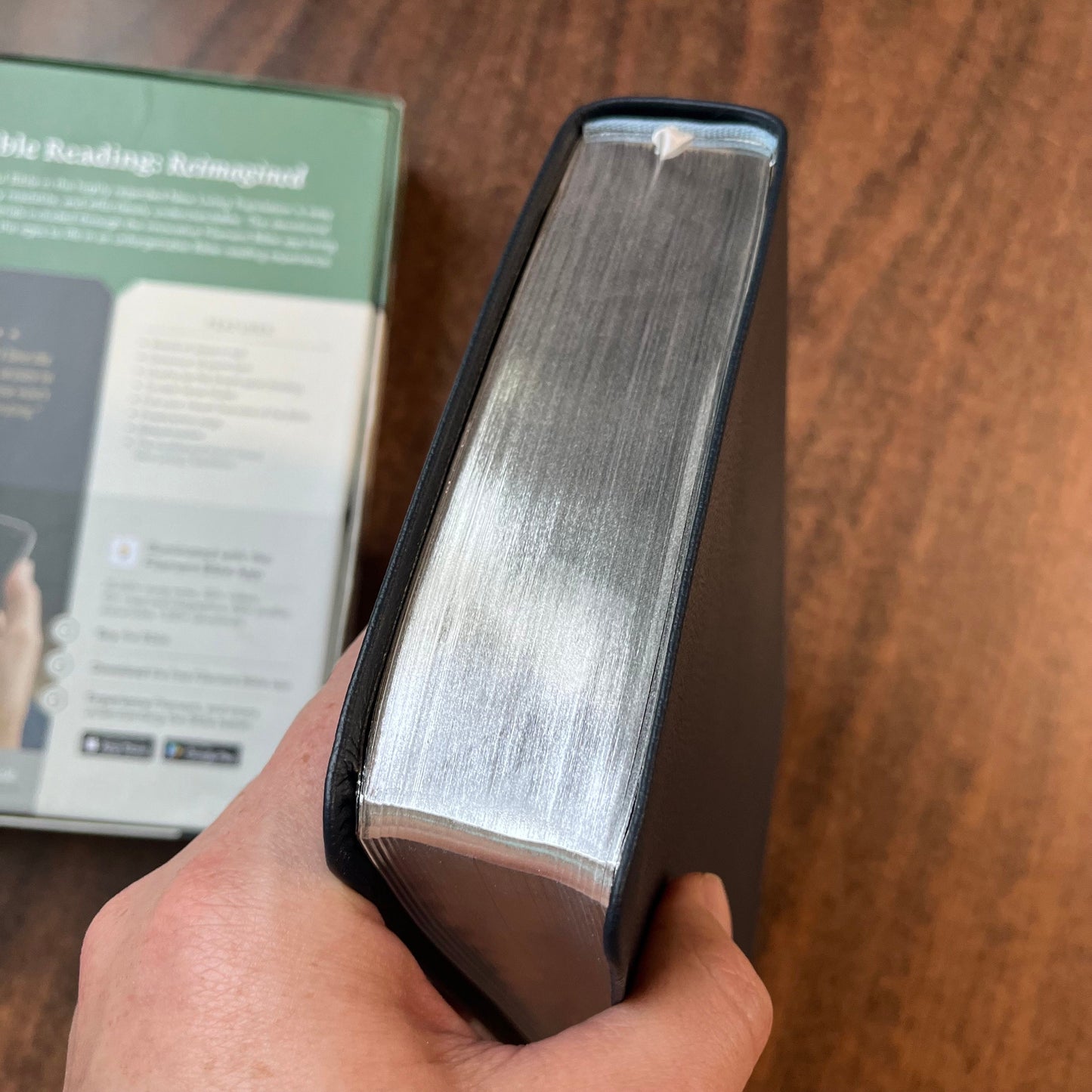 Personalized NLT Personal Size Giant Print Bible - Navy Blue Genuine Leather - Custom Imprinted with name engraved, 9781496474247