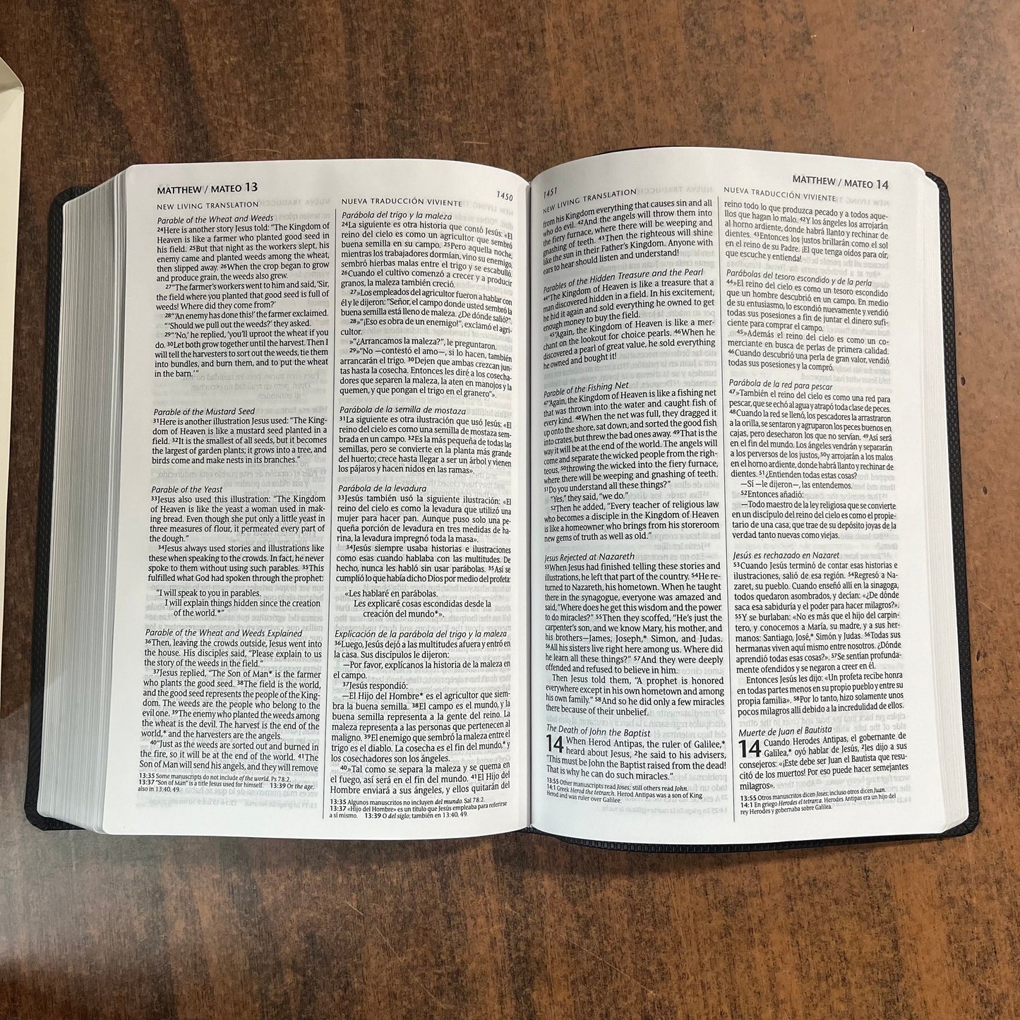Personalized NLT / NTV Spanish English Bilingual Bible - Black Leatherlike - Custom Imprinted with a name