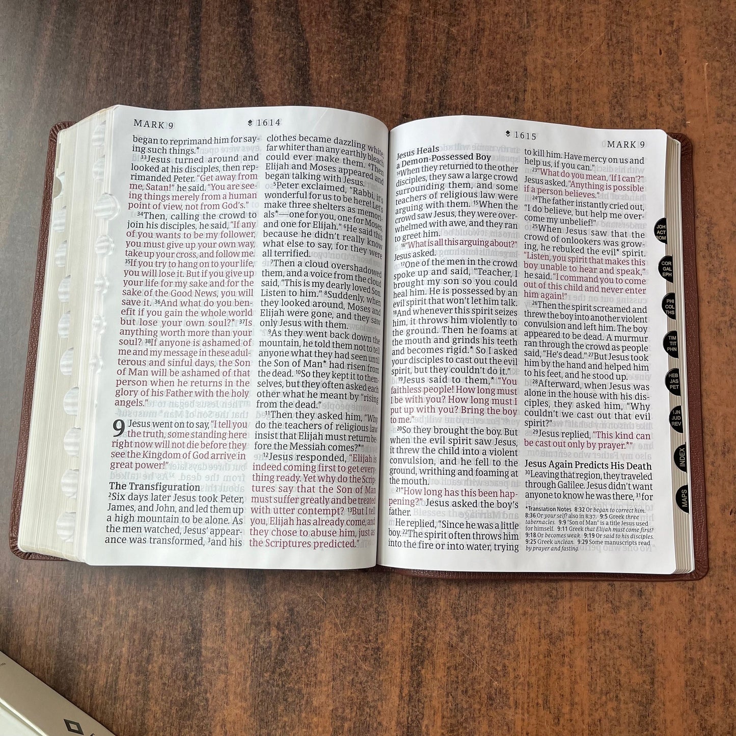 Personalized NLT Super Giant Print Bible Thumb Indexed - Brown Genuine Leather - Custom Imprinted with name, ISBN 9781496474308