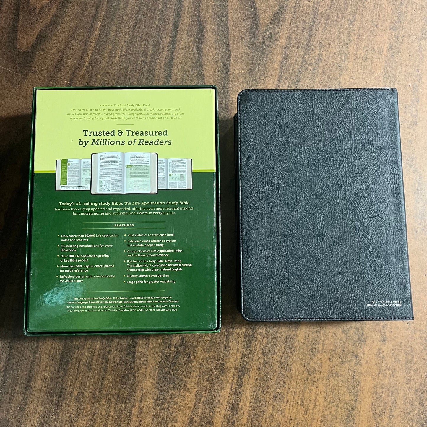 Personalized NLT Large Print Life Application Study Bible - Black / Onyx LeatherLike - Custom Imprinted with name, ISBN 9781496439376