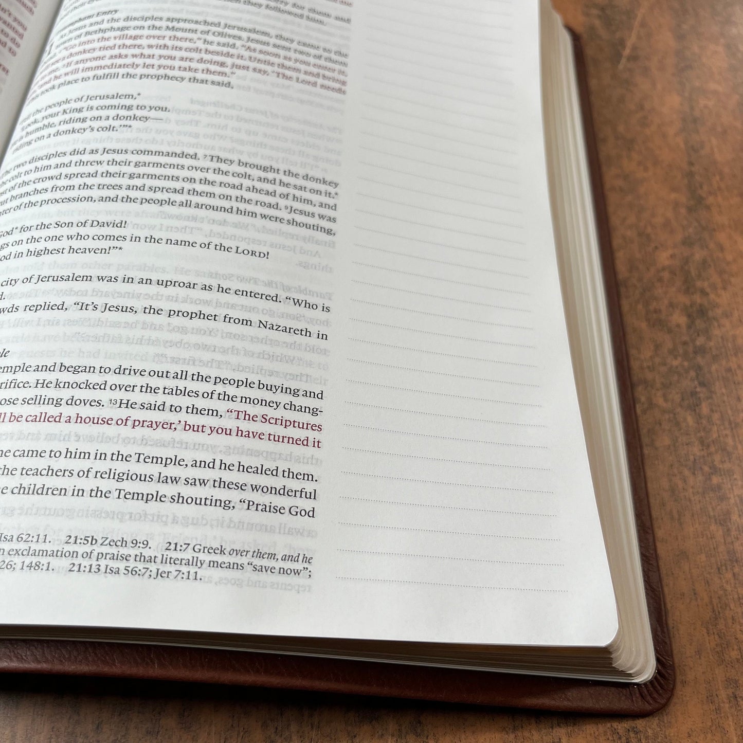 Personalized NLT Wide Margin Bible Journaling Edition - Brown Genuine Leather - Custom Imprinted with name, Single Column 9781496474193