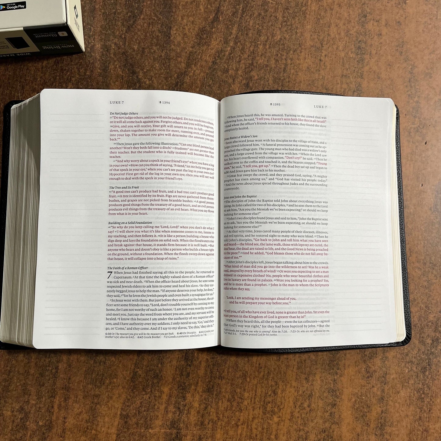 Personalized NLT Wide Margin Bible Journaling Edition - Black Genuine Leather - Custom Imprinted with name, Single Column 9781496474216