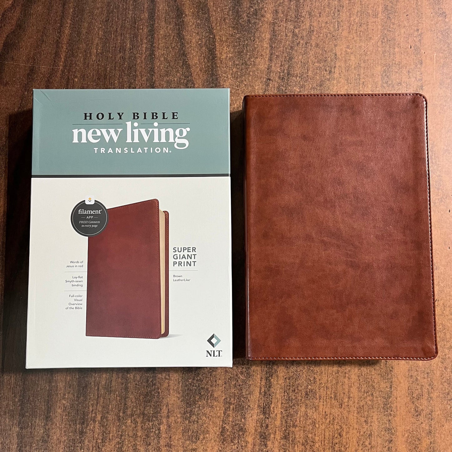 Personalized NLT Super Giant Print Bible - Brown LeatherLike Custom Imprinted with name 9781496458100