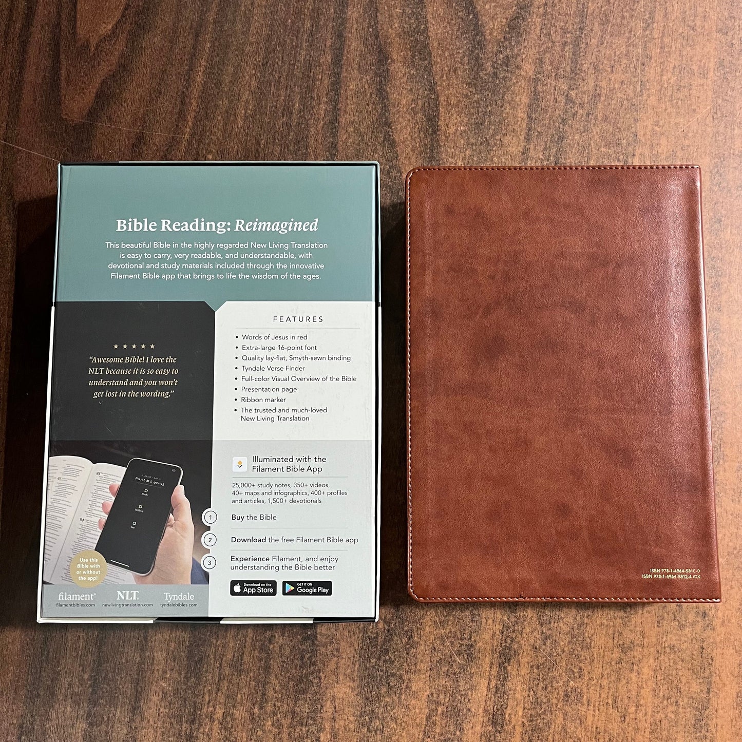 Personalized NLT Super Giant Print Bible - Brown LeatherLike Custom Imprinted with name 9781496458100