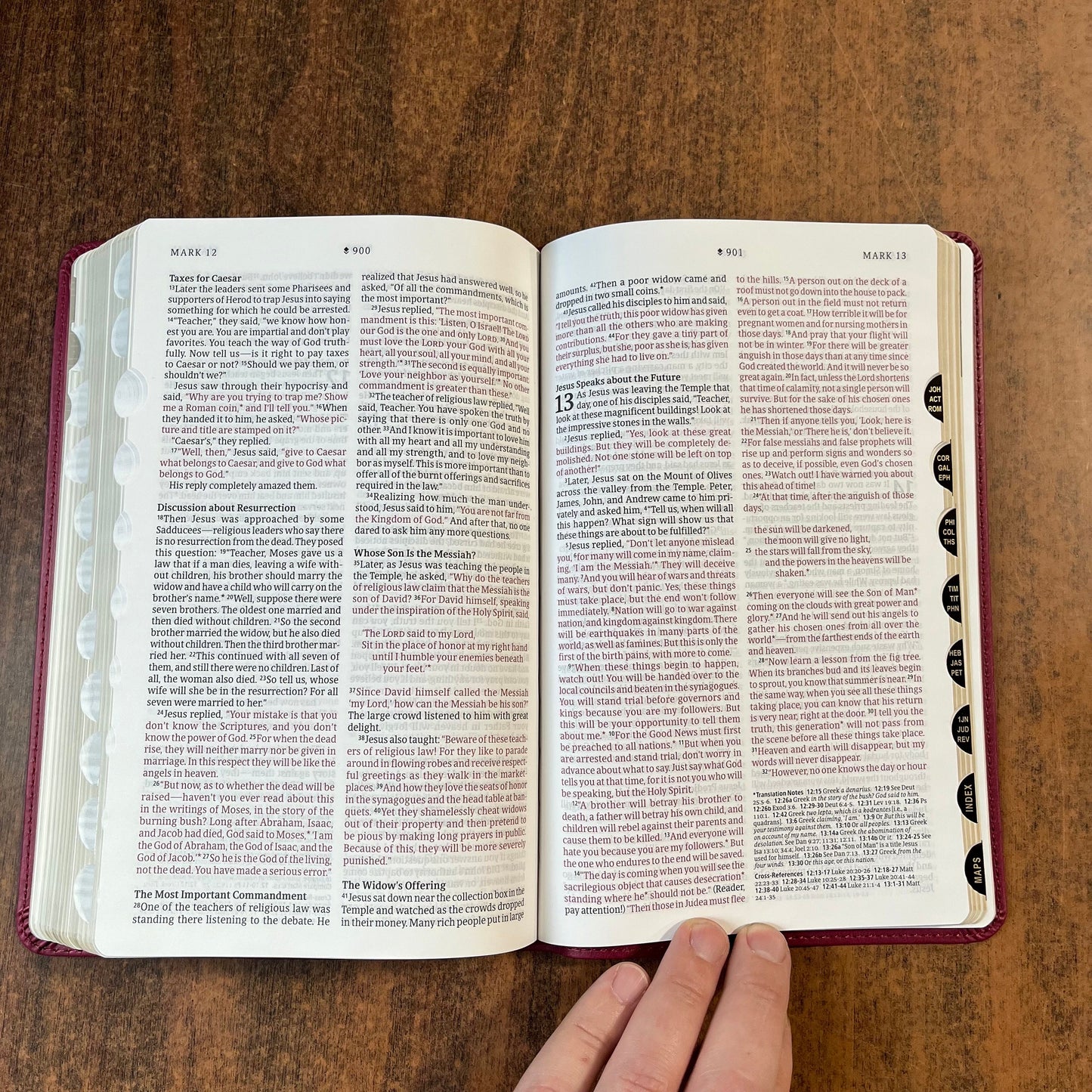 Personalized NLT Thinline Reference Bible Thumb Indexed - Aurora Cranberry LeatherLike - Custom Imprinted with name 9781496445216