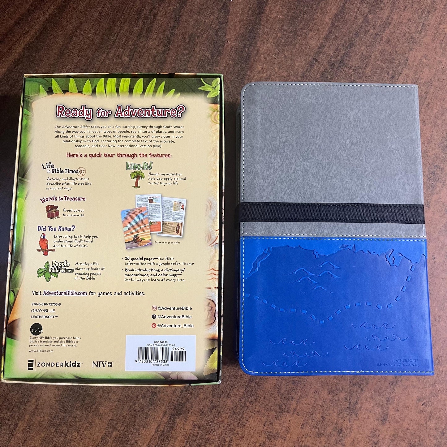 Personalizable NIV Adventure Bible - Gray / Blue Pirate Duotone, Custom Imprinted with name 9780310727538