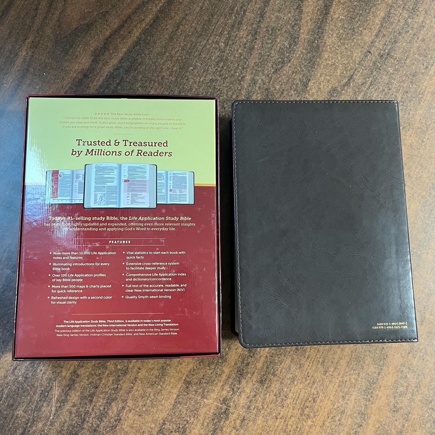 Personalized NIV Life Application Study Bible - Brown / Tan LeatherLike - Custom Imprinted with a name 9781496439475